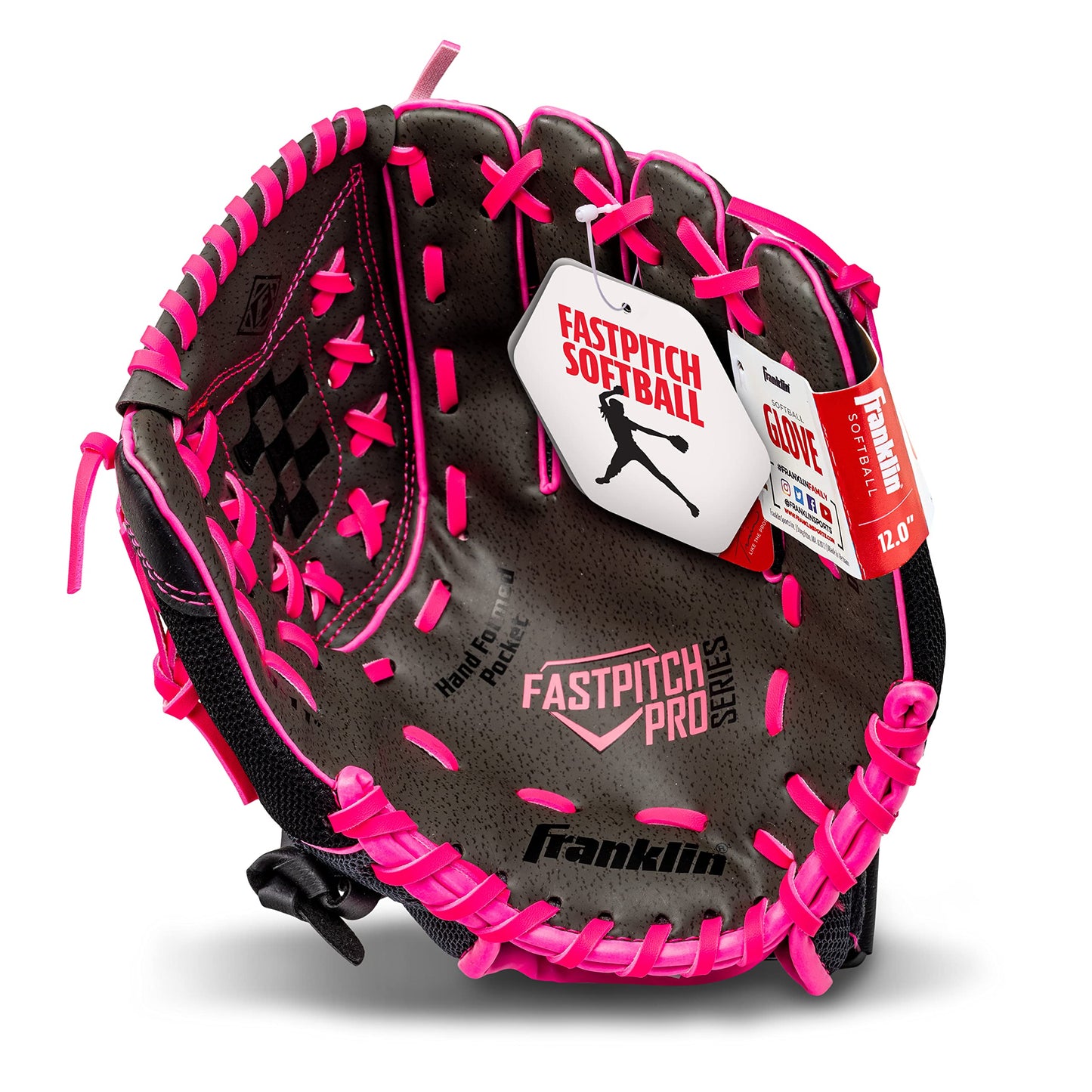 Franklin Sports Softball Glove - Left and Right Handed Softball Fielding Glove - Windmill Fastpitch Pro Series - Adult and Youth Fielding Glove - 12 Inch Right Hand Throw - Pink