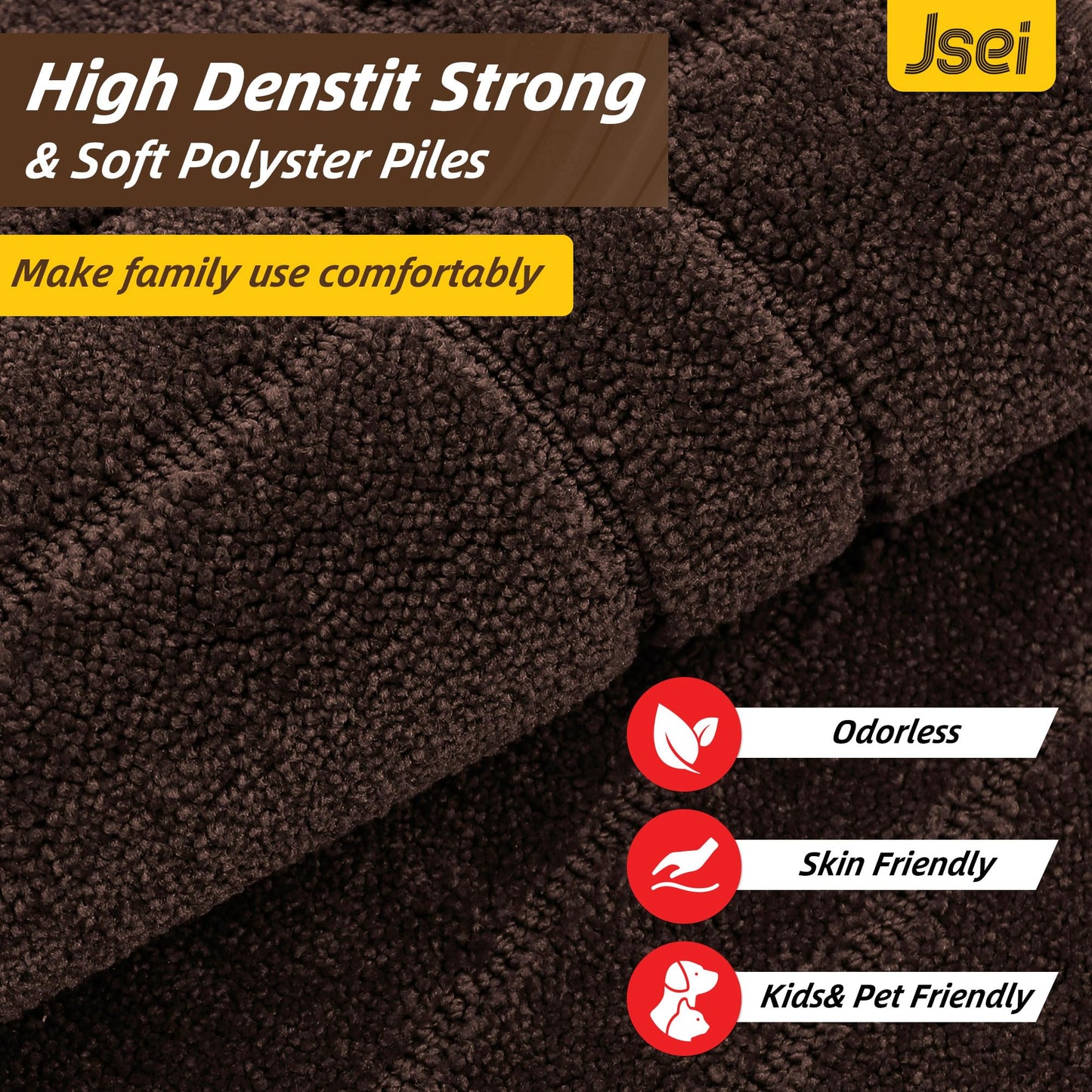 JSEI Entryway Rugs Doormat 32"x48", Non-Slip Dirt Trapper Door Mats Indoor, Washable Absorbent and Stain Resist Welcome Floor Mat for Front Door, Dog Door Mat, Dirty Wet Shoes & Paws, Brown