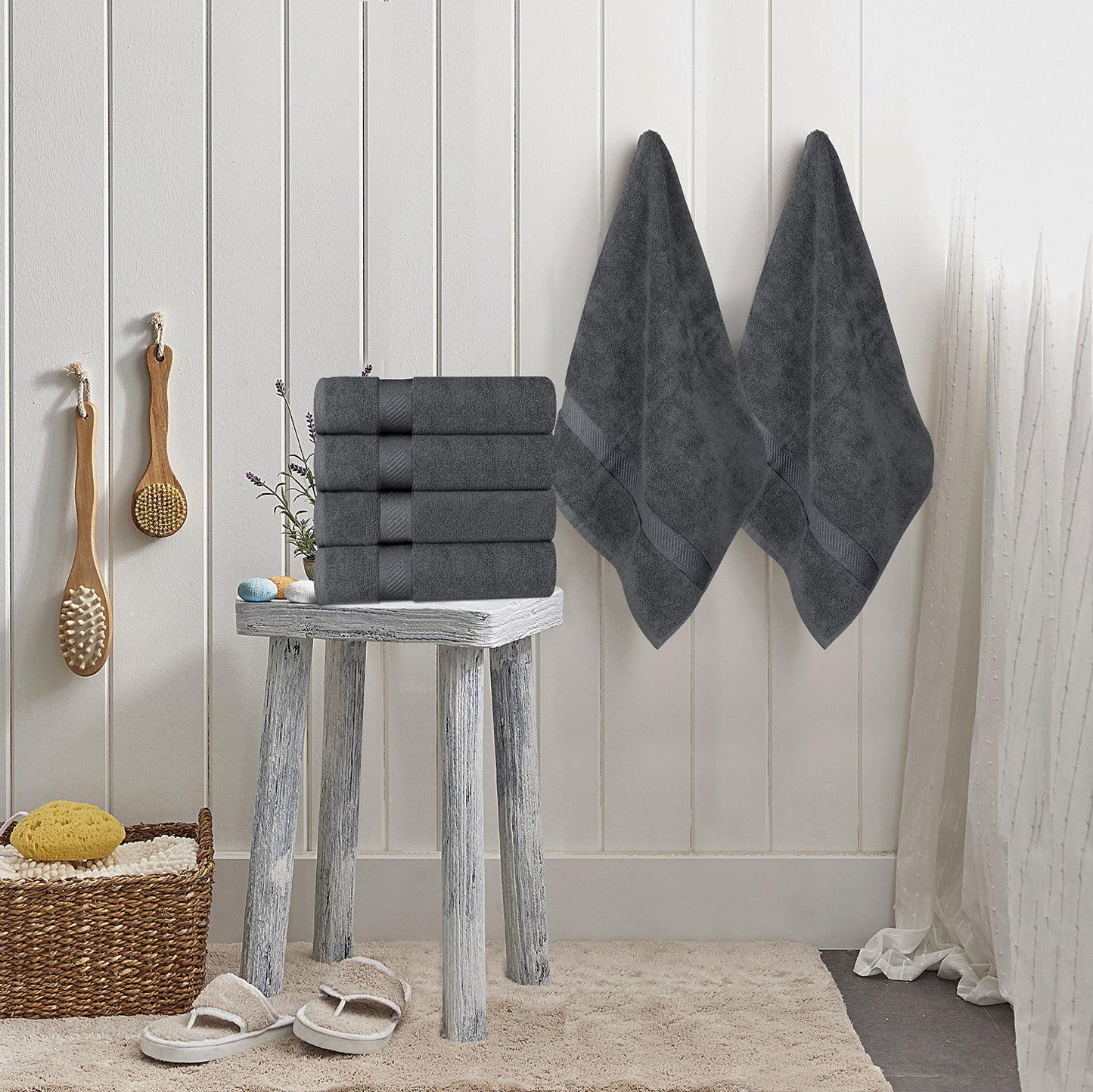 Utopia Towels 6 Medium Bath Towels, 24 by 48 Inches, 100% Cotton Towels for Pool, Spa, Gym, Quick Drying and Absorbent, Grey
