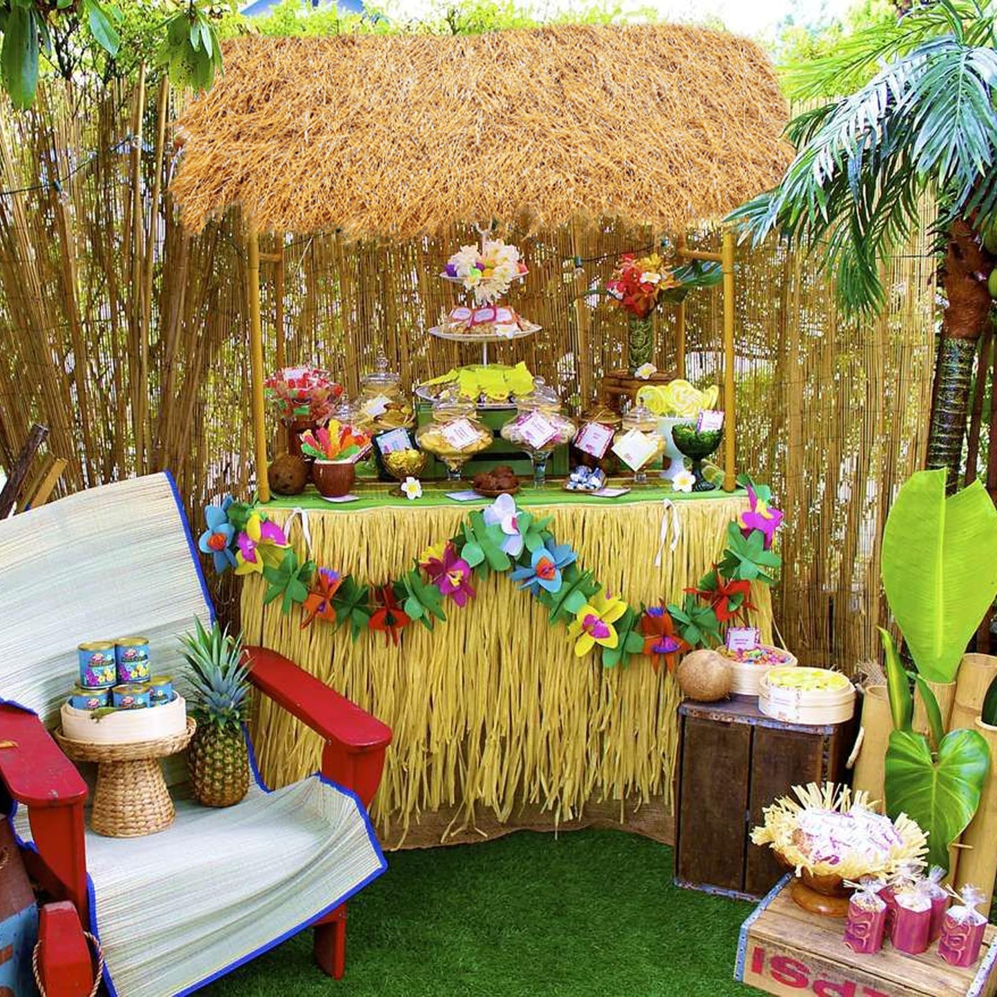 XLX TURF Firproof Synthetic Thatch Straw Grass Roof, Mexican Yellow Artificial Palm Thach Rolls for Tiki Bar Hut, Patio, Duck Boat Blinds, Party, Garden Decor, Palapa Thatch Roofing, 15.74" x 4'