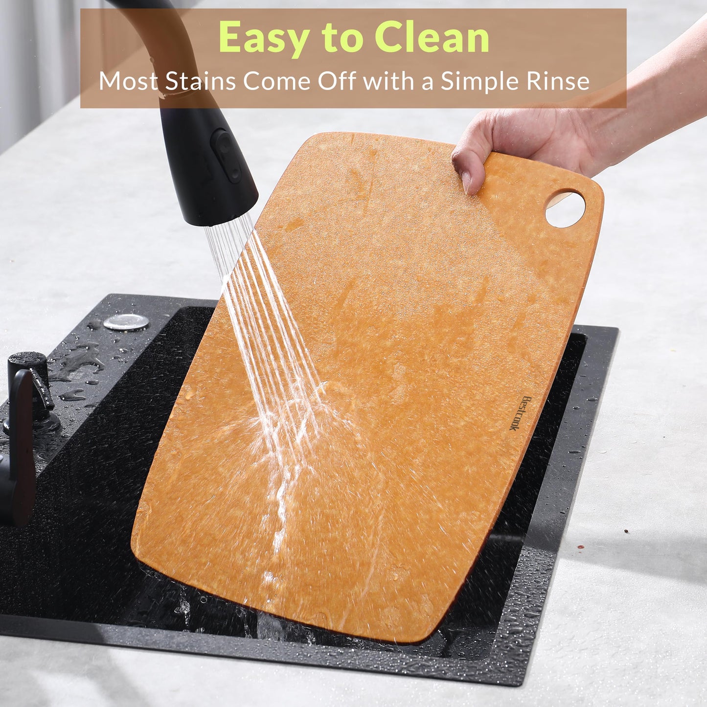 Wood Fiber Cutting Board for Kitchen [Set of 2] - High Density, Non-Porous, BPA-Free, Reversible Chopping Board, Dishwasher Safe, Knife-Friendly Cutting Board Set for Meat, Bread, Fruit, Wooden