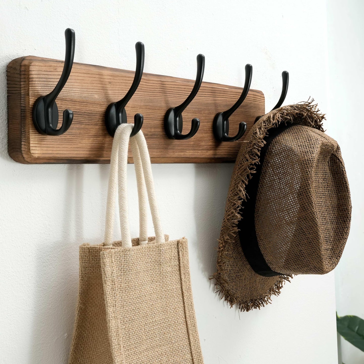 SKOLOO Rustic Large Wall Mounted Coat Rack, Case of 2, Pine Real Wood Plank Wall Coat Rack Hook, Farmhouse Coat Hanger Wall Mount for Hanging Backpack Jacket Coat Hat