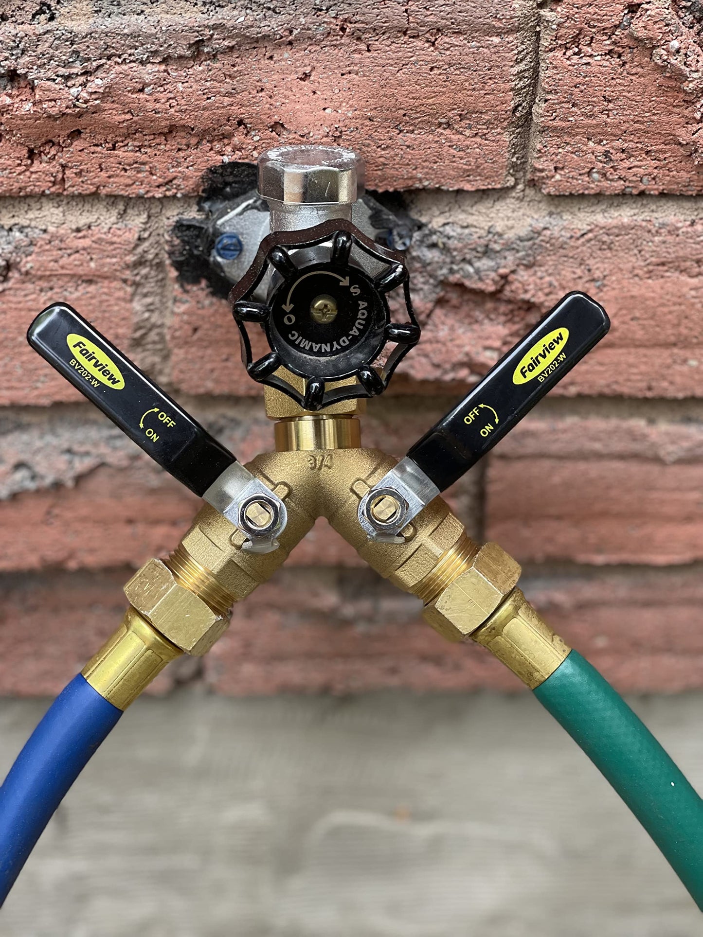 FAIRVIEW Industrial-Grade Garden Hose Splitter, Oversized Handles, Full-Port Valves with HEX Connector