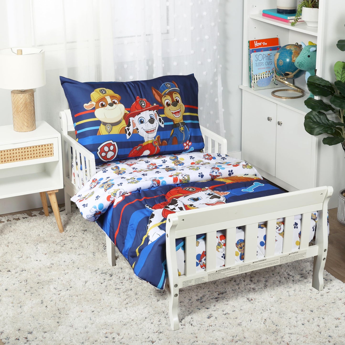 EXPRESSIONS Paw Patrol Toddler Bedding Set (3 Piece Set, Fits Standard Crib Mattress) Includes Microfiber Reversible Comforter, Fitted Sheet, Pillowcase for Kids (Official Paw Patrol Product)
