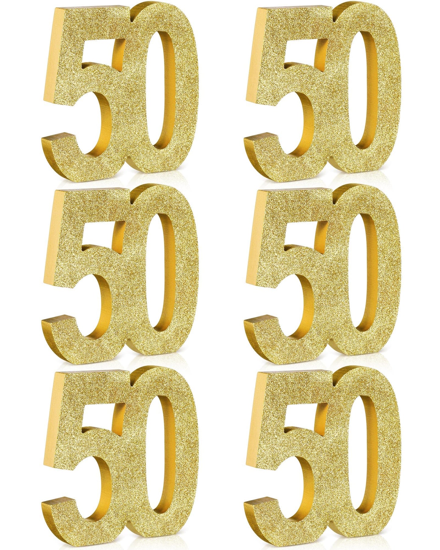 Shellwei 6 Pcs 50th Birthday Decorations for Men and Women,50th Anniversary Decorations,Gold Glitter Number 50 Table Topper Centerpieces Decorations for Birthday Party