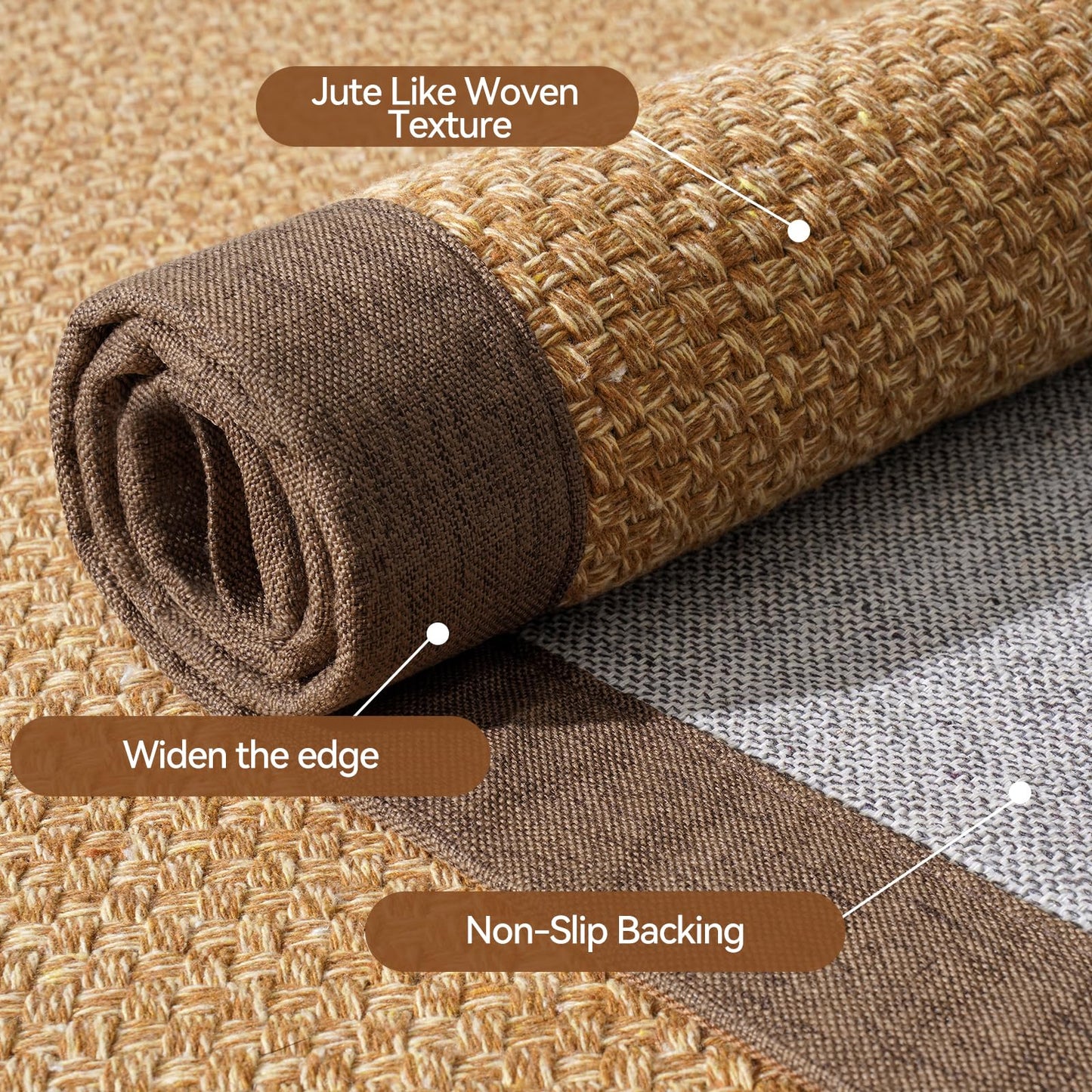 YDKGL Front Door Mat 2'x3', Jute Like Non-Slip Indoor Mat Entrance, Woven Washable Doormat for Front Indoor Entryway, Brown