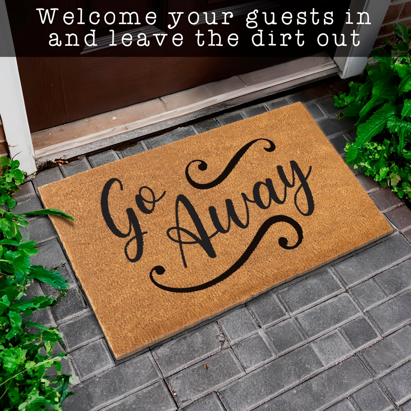 Go Away Doormat, 30x17 Inch, Funny Door Mat Outdoor, Go Away Front Door Mat, Unwelcome Mat, Farmhouse Style