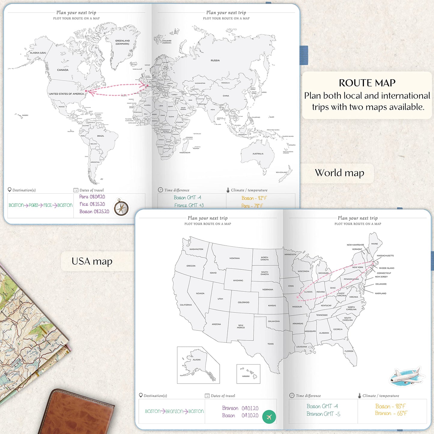 Legend Travel Planner – Vacation Itinerary Organizer for Solo Travel & Couples – Travelling Journal for Women & Men – Traveling Log with Expense Tracker & Packing List – Hardcover (Periwinkle)