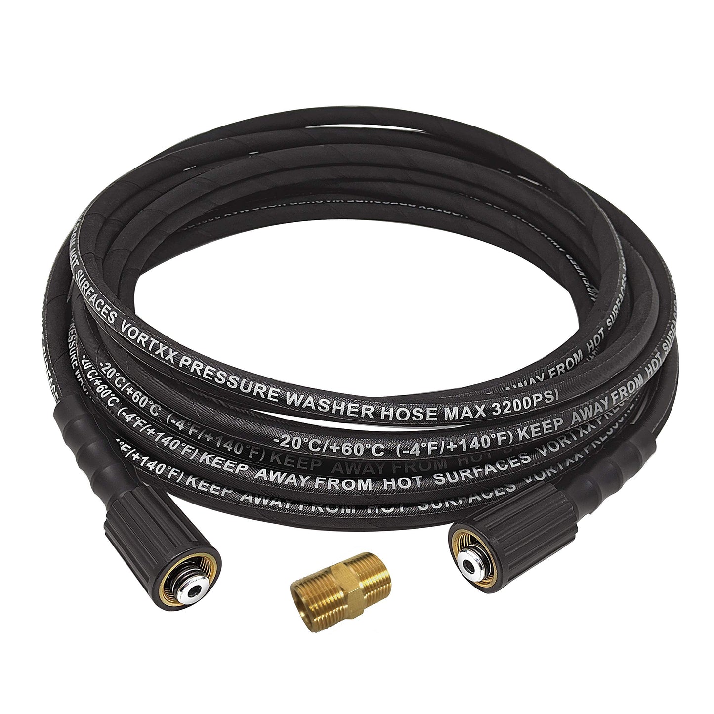 Vortxx Heavy Duty 1/4" x 25FT Pressure Washer Extension Hose for Sun Joe SPX Series, SPX-25HD, M22-15mm, 3200 PSI Steel Wire Braided & Synthetic Rubber Jacket, Kink Resistant