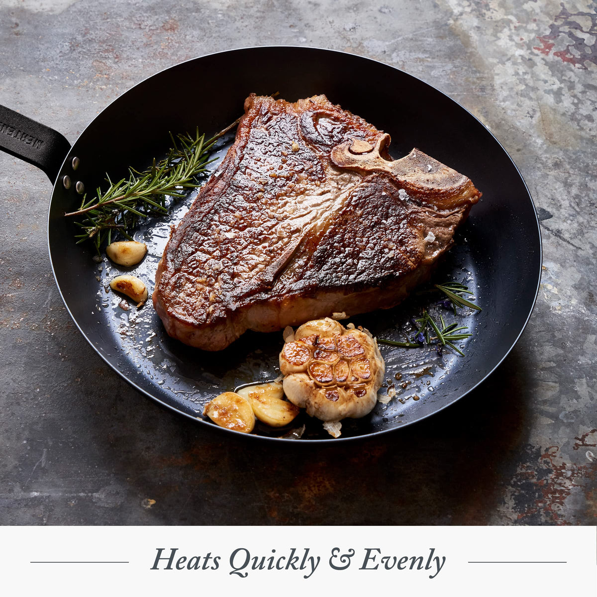 Merten & Storck Pre-Seasoned Carbon Steel Induction 8" Frying Pan Skillet, Oven Safe, Black
