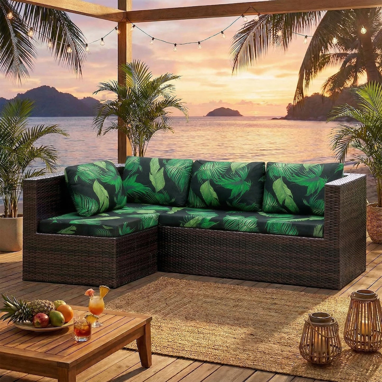 6 Pcs Outdoor Couch Covers, Patio Sofa Cushion Covers-Stretch Print Slipcovers,Washable Chair Seat Cushions Slipcovers for Indoor & Outdoor Furniture