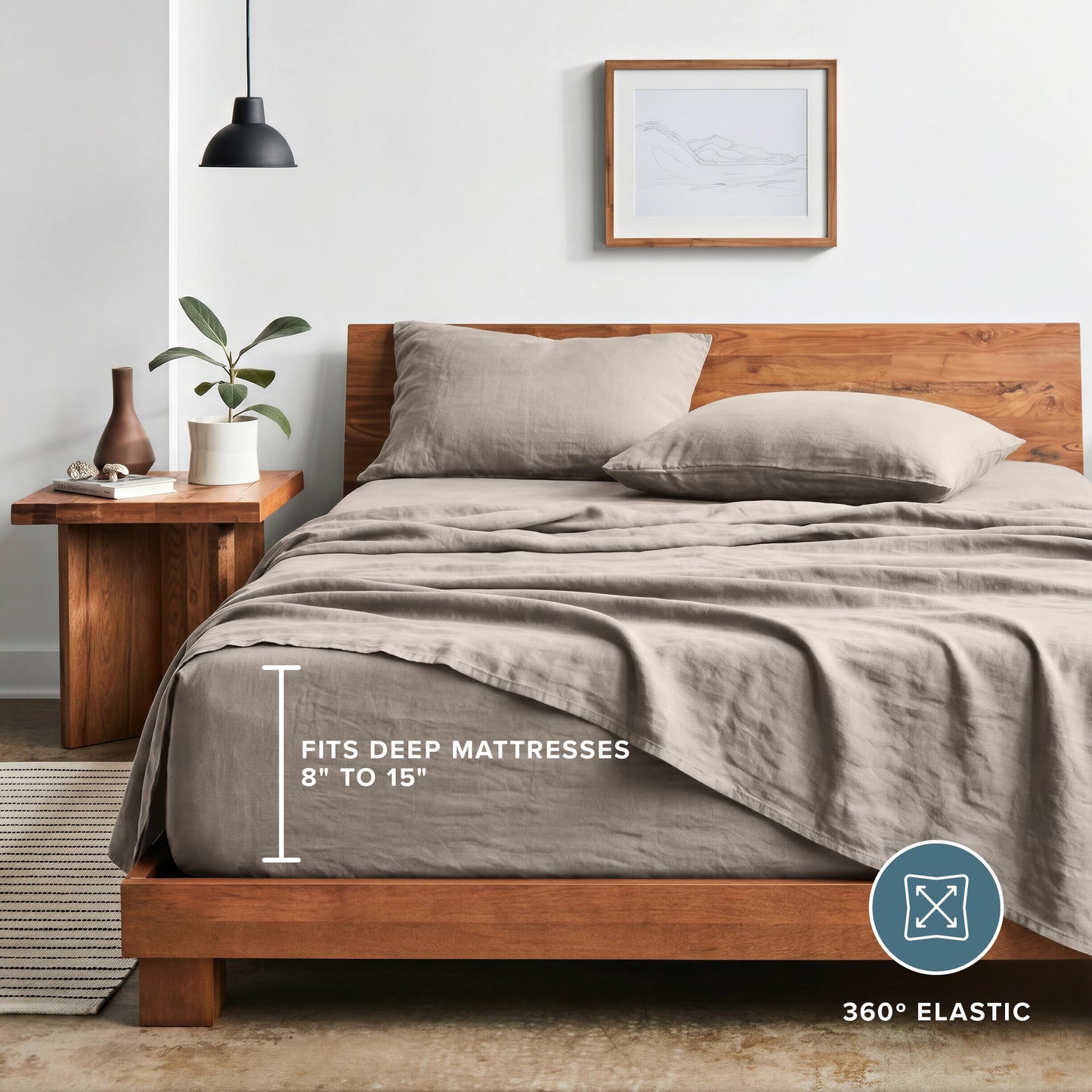 Bare Home Washed Queen Sheet Set - Premium 1800 Ultra-Soft Microfiber Bed Sheets - Double Brushed - Hypoallergenic - Stain Resistant (Queen, Washed Pebble Beach)