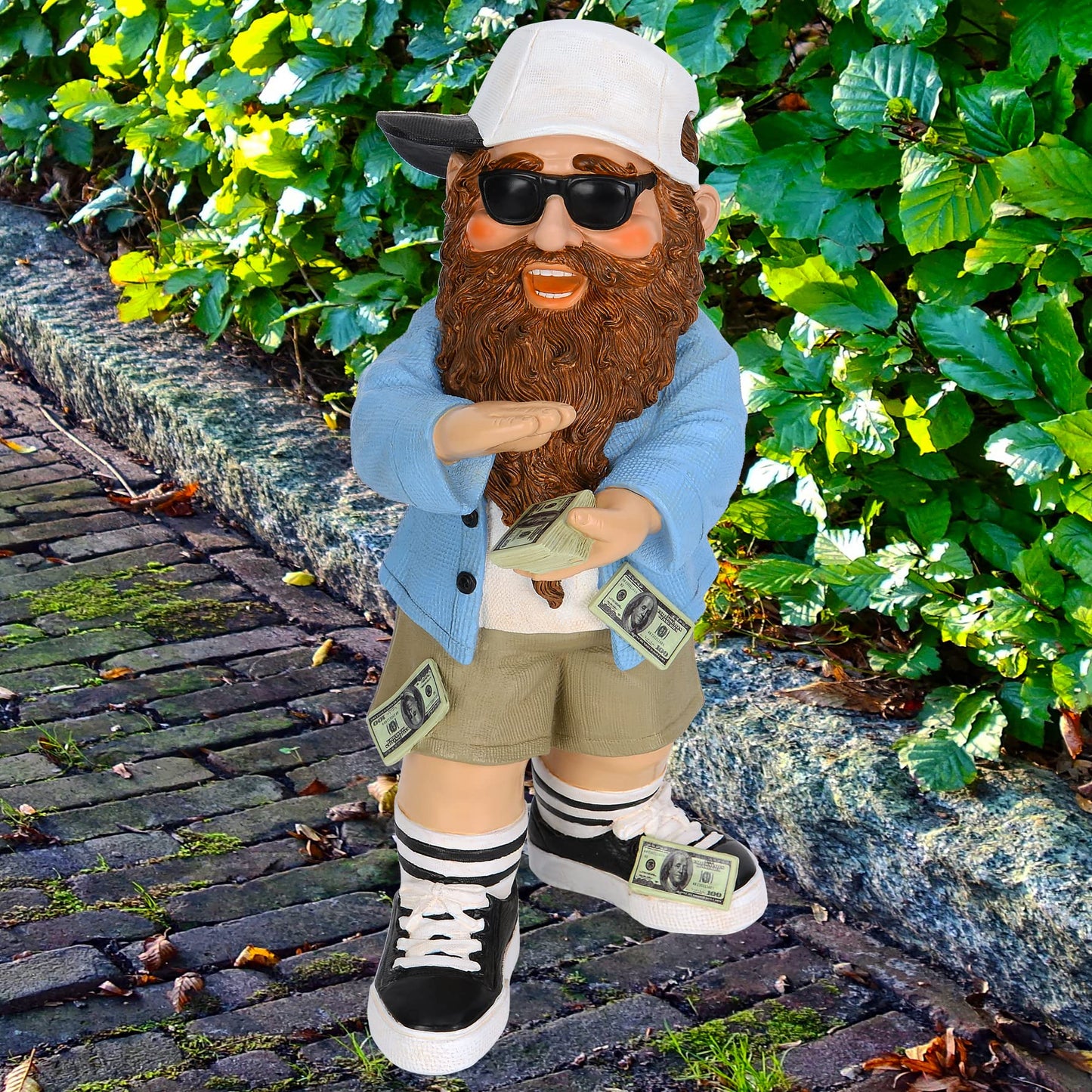 Mood Lab Garden Gnome - Rich Gnome Statue - 9.25 Inch Tall Lawn Gnome Figurine - for Outdoor or House Decor