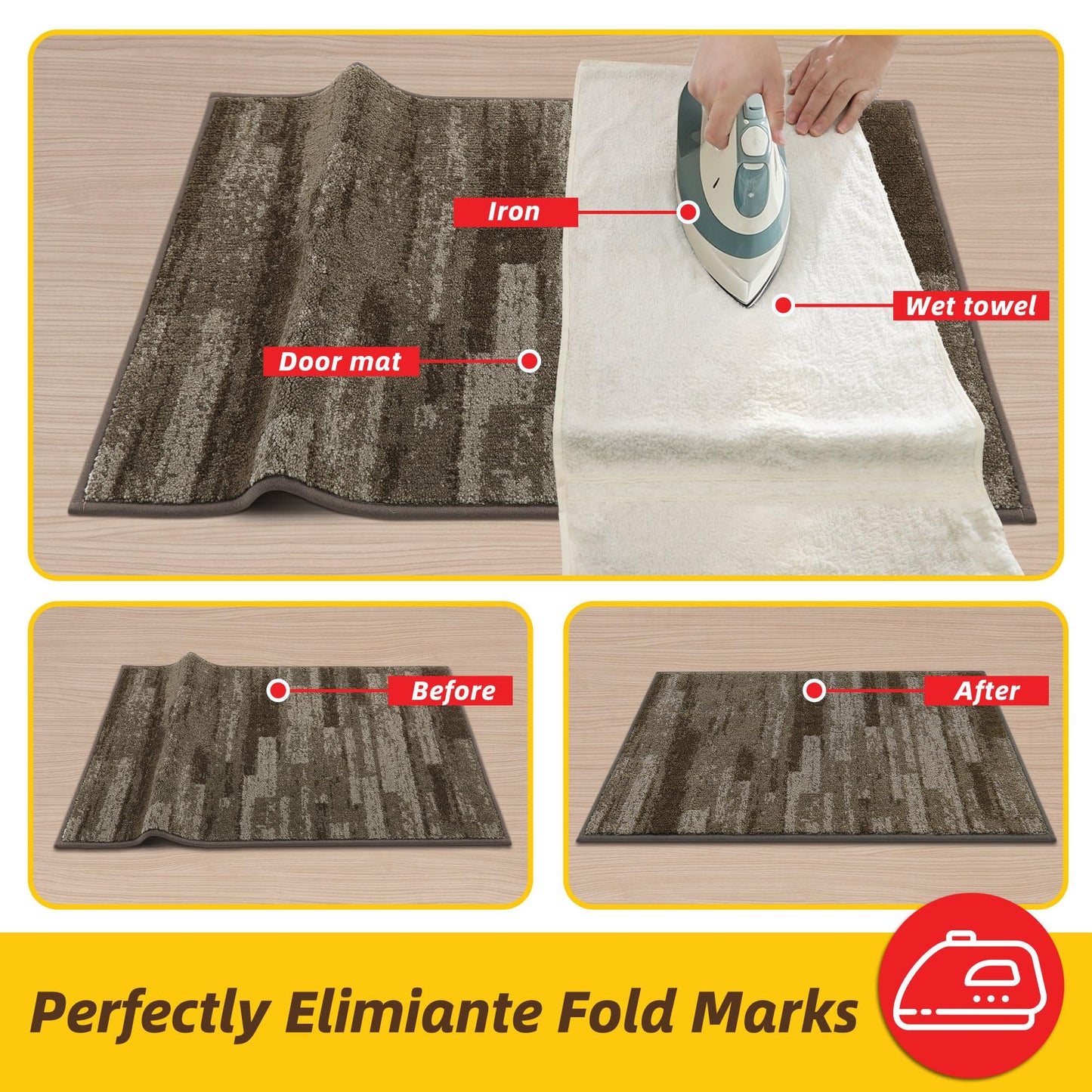 JSEI Dirt Trapper Door Mat 32"x48", Non-Slip Doormats Washable Entryway Mat, Welcome Floor Mat Absorbent Low Profile Dog Door Mats for Front Back Door, Wet Shoes & Paws, Brown