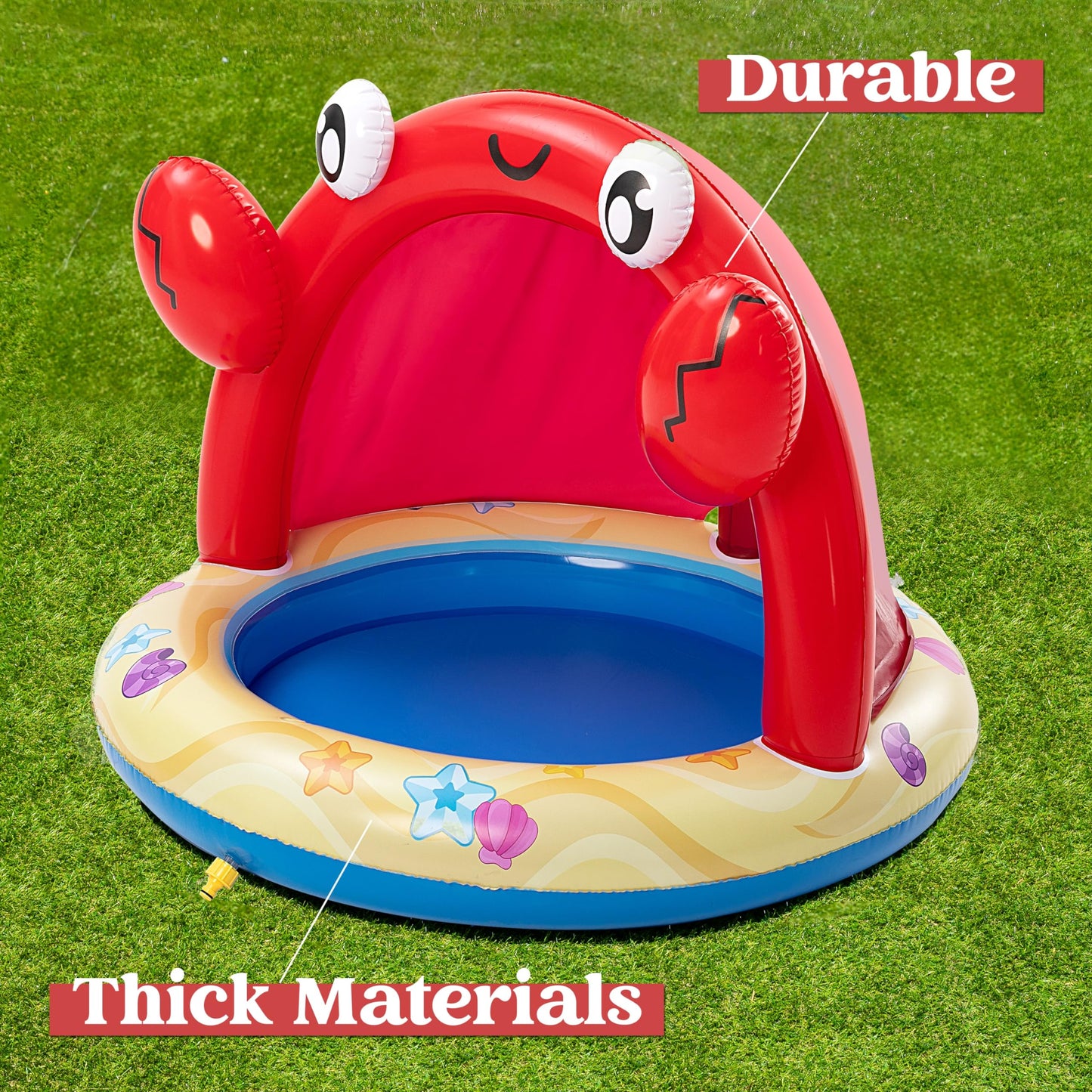 Sloosh Kiddie Pool with Canopy Baby Pool Inflatable Crab Sprinkler, Wading Pool for Learning,Children’s Sprinkler Pool,Kiddie Water Pool Toys,Outdoor Swimming Pool for Kids