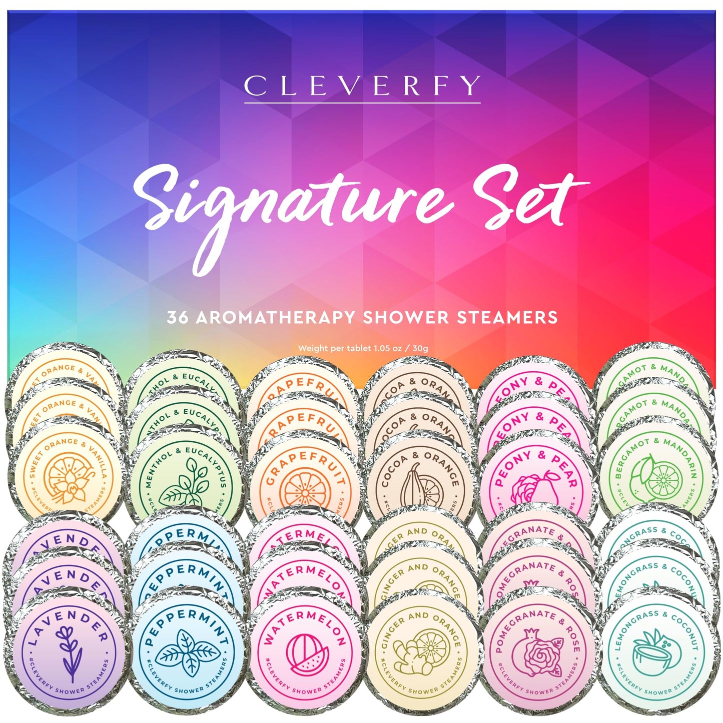 Cleverfy Shower Steamers Aromatherapy – Stocking Stuffers for Women, Men, Teens and Adults – Christmas Gifts for Women, Men, Mom,Teen Girls and Her – White Elephant Gifts for Adults – 36 Tablets