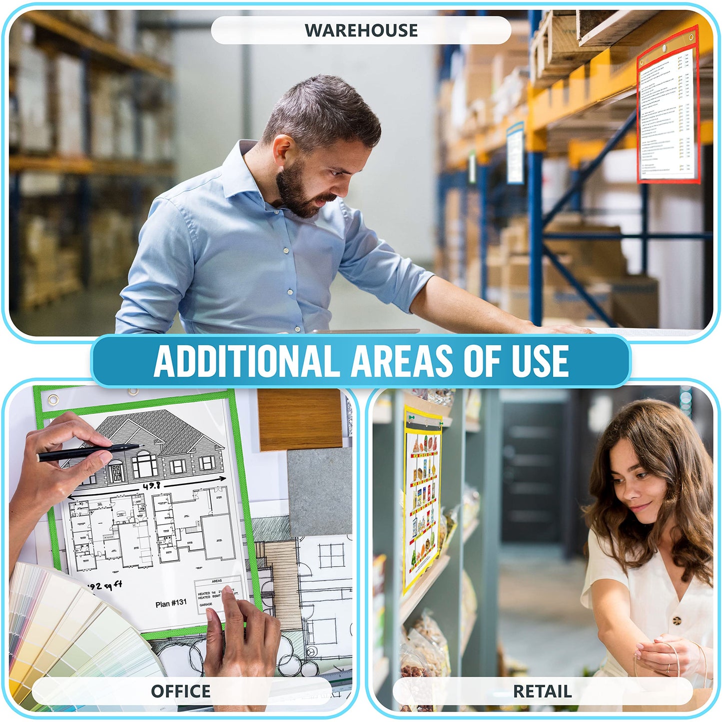 22 Dry Erase Pockets Reusable Sleeves 10x13 - Dry Erase Pocket Sleeves Dry-Erase Sleeve Classroom Pack Dry-Erase Sheet Protectors Pouches Write and Wipe Pockets Erasable Pocket Sleeve for Classroom