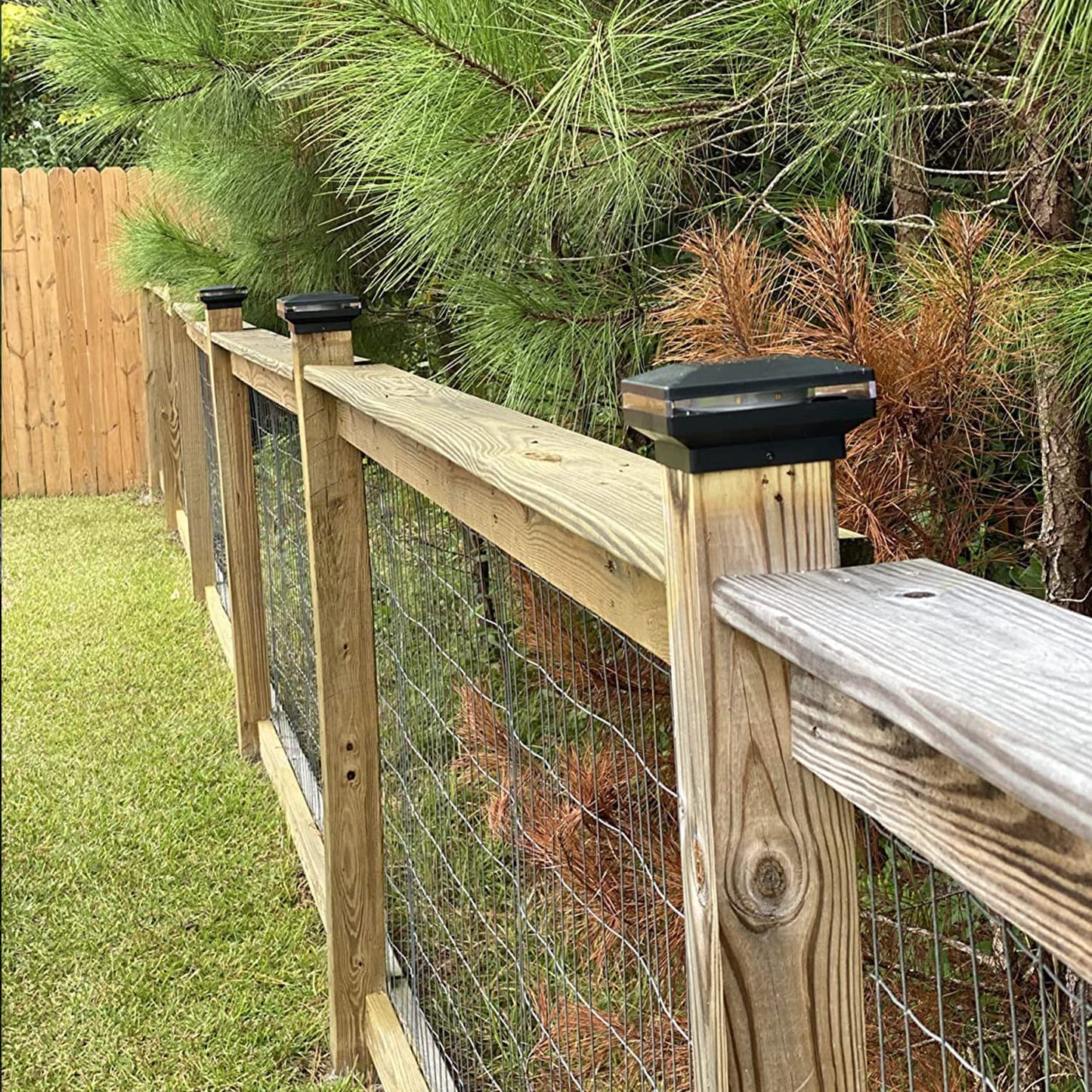 Viewsun 6 Pack Solar Post Lights, Outdoor Fence Post Cap Light Solar Powered Caps for Deck, Patio, Garden Decor, Warm White High Brightness SMD LED Lighting, Lamp Fits for 4x4 or 6x6 Wooden Posts