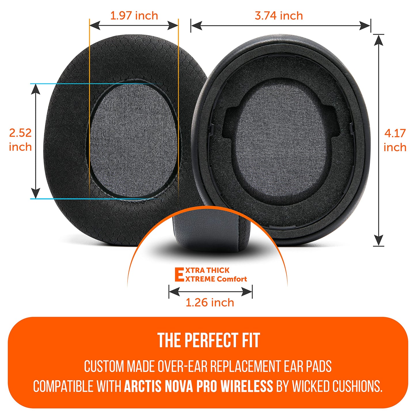 WC Freeze Nova Pro Wireless - Cooling Gel Earpads for Arctis Nova Pro Wireless & Nova Elite (Doesn’t Fit Other Models), by Wicked Cushions, Extra Thick & Comfortable | Black