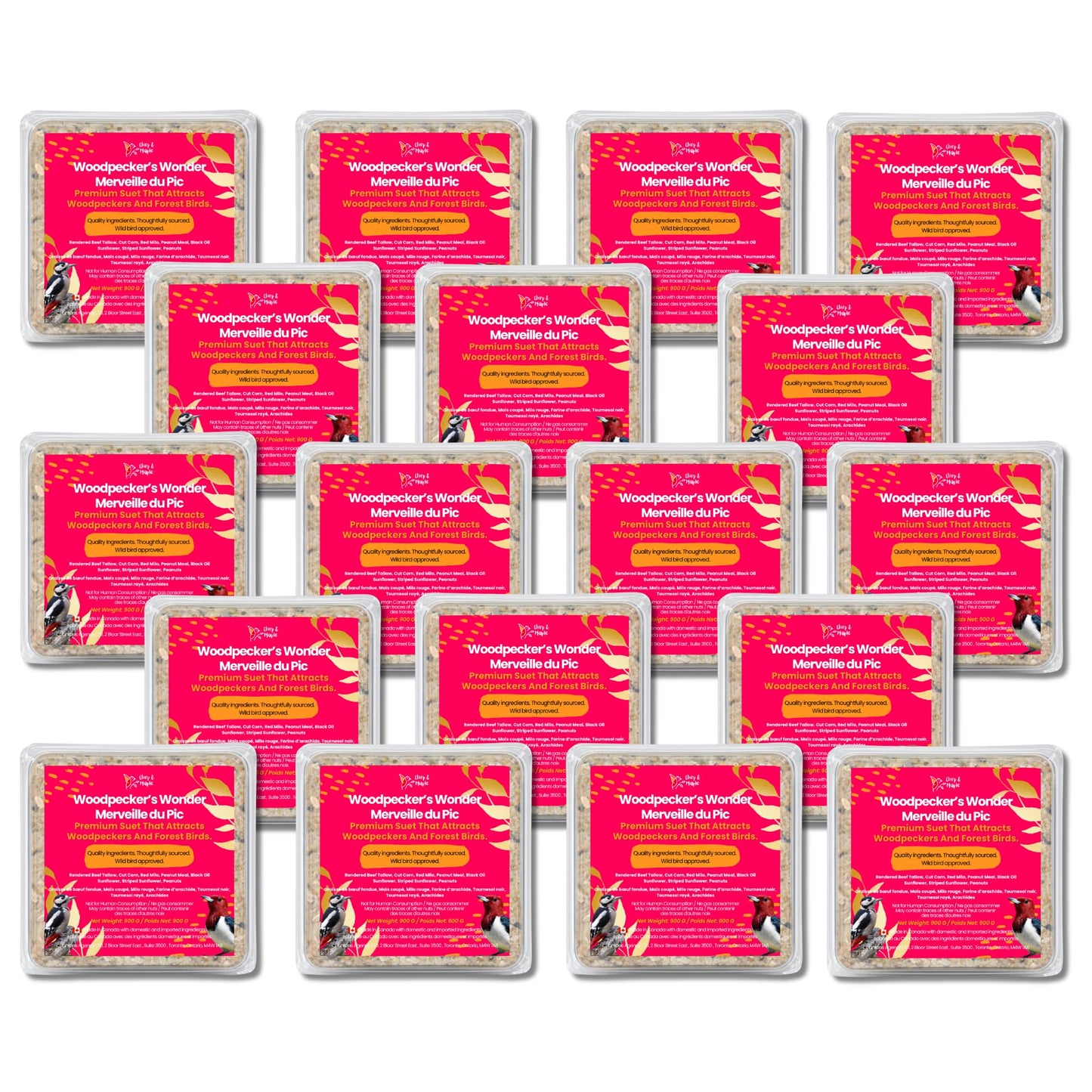 Chirp & Maple, Woodpecker’s Wonder, Suet for Wild Birds, Wild Bird Food for Woodpeckers (18-Pack), 5.4KG