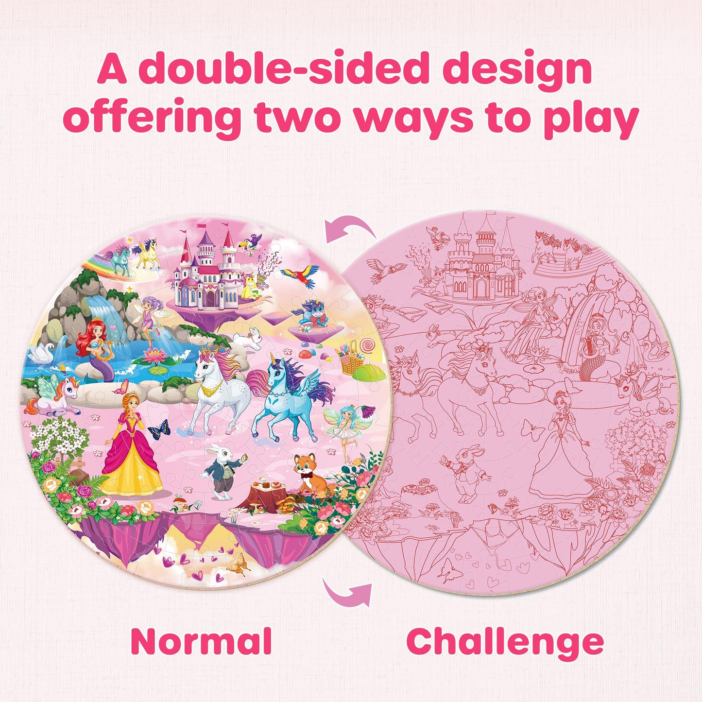 SYNARRY Floor Puzzles for Kids Ages 4-6, Large 70 Piece Unicorn Princess Fairy Puzzles for Kids 3-5, Girls Puzzles for Kids 4-8 Years Old, Preschool Toys for 3 4 5 6 7 8 Years Old Girls