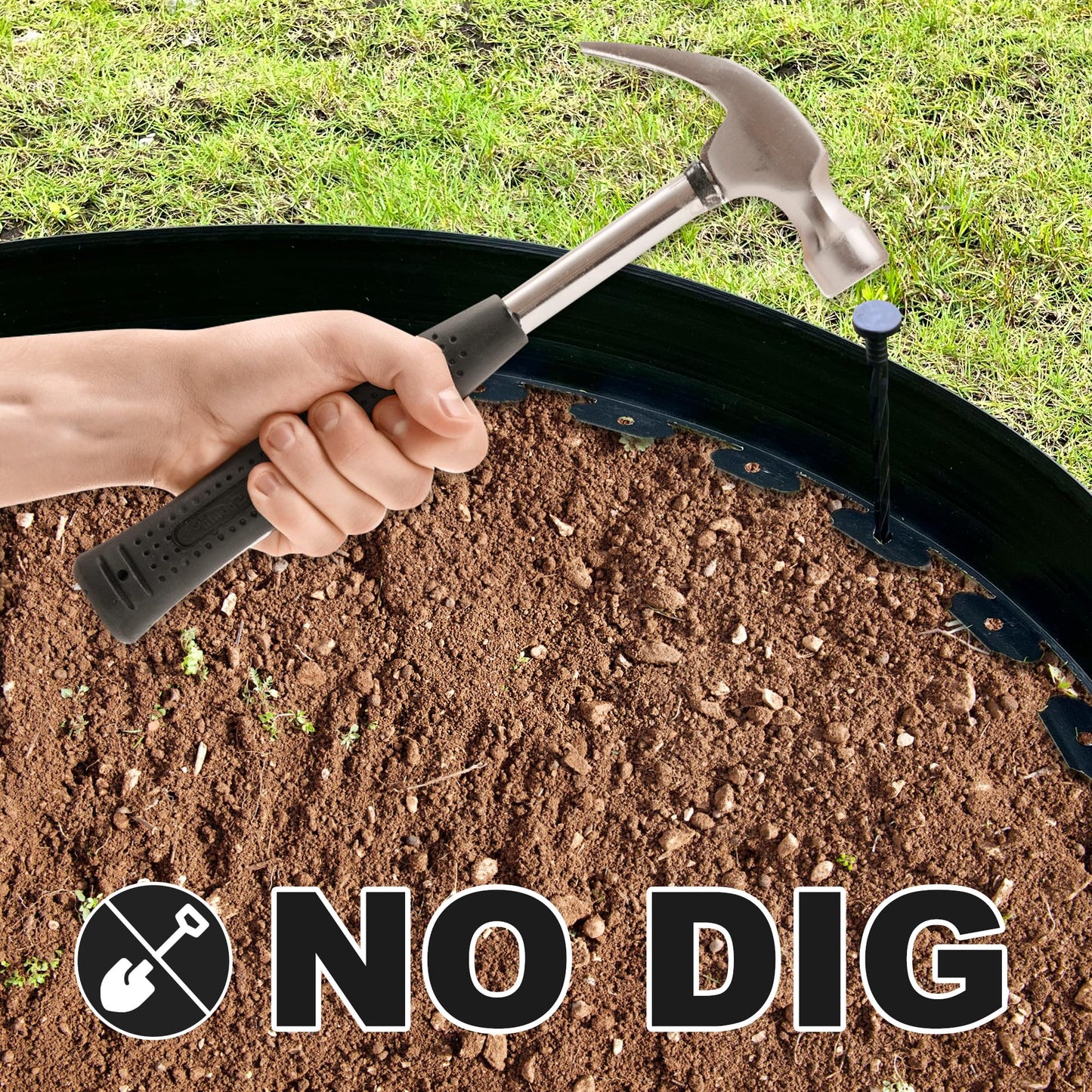 LXS Landscape Edging No Dig 4 inch Tall 33FT Garden Edging with 30 Spikes, Landscape Edging Border for Landscaping, Lawn, Flower Beds, Grass, Yard (4inch 33ft)