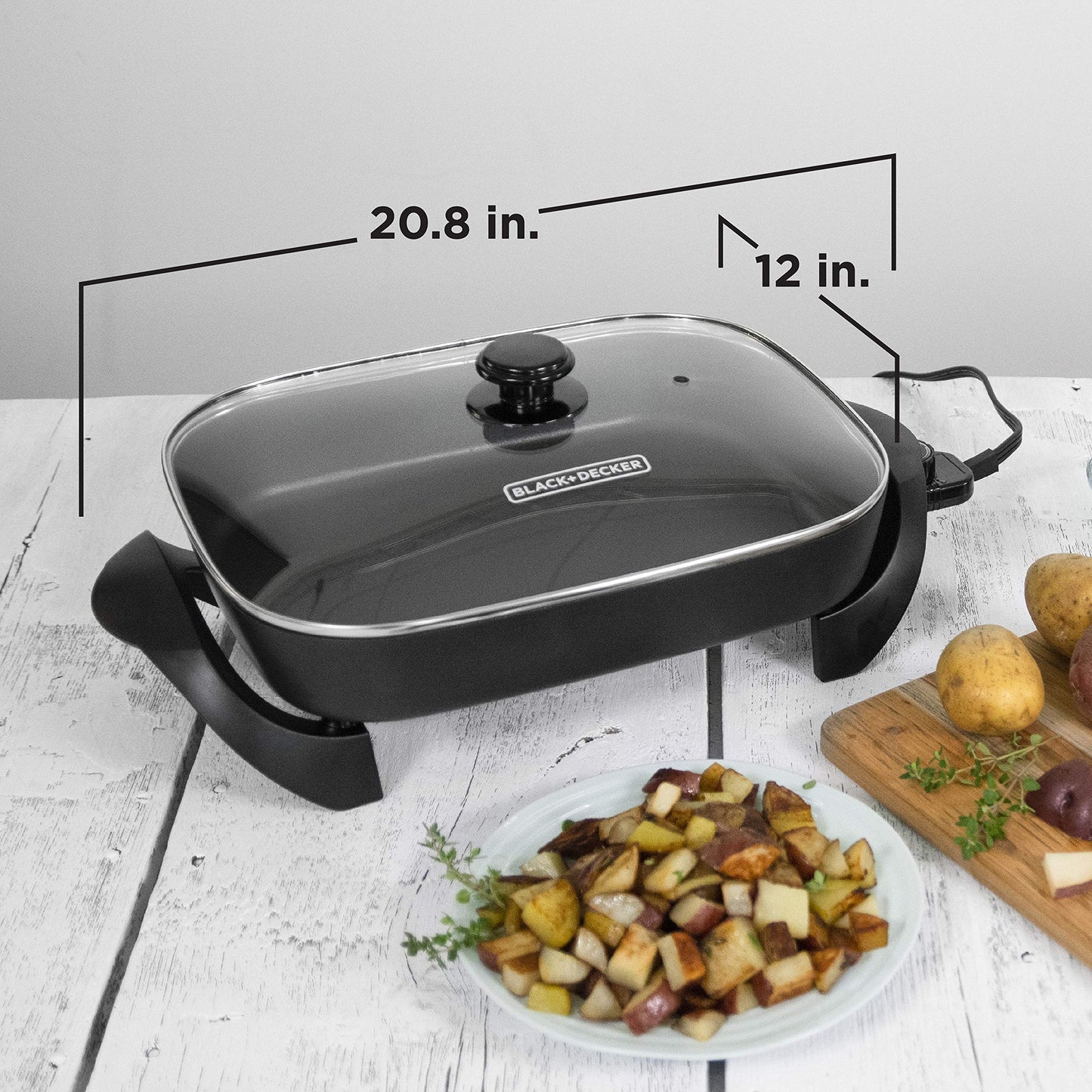 BLACK+DECKER Electric Skillet, 12”x15”, Deep Dish, Non Stick Surface, SK1215BC