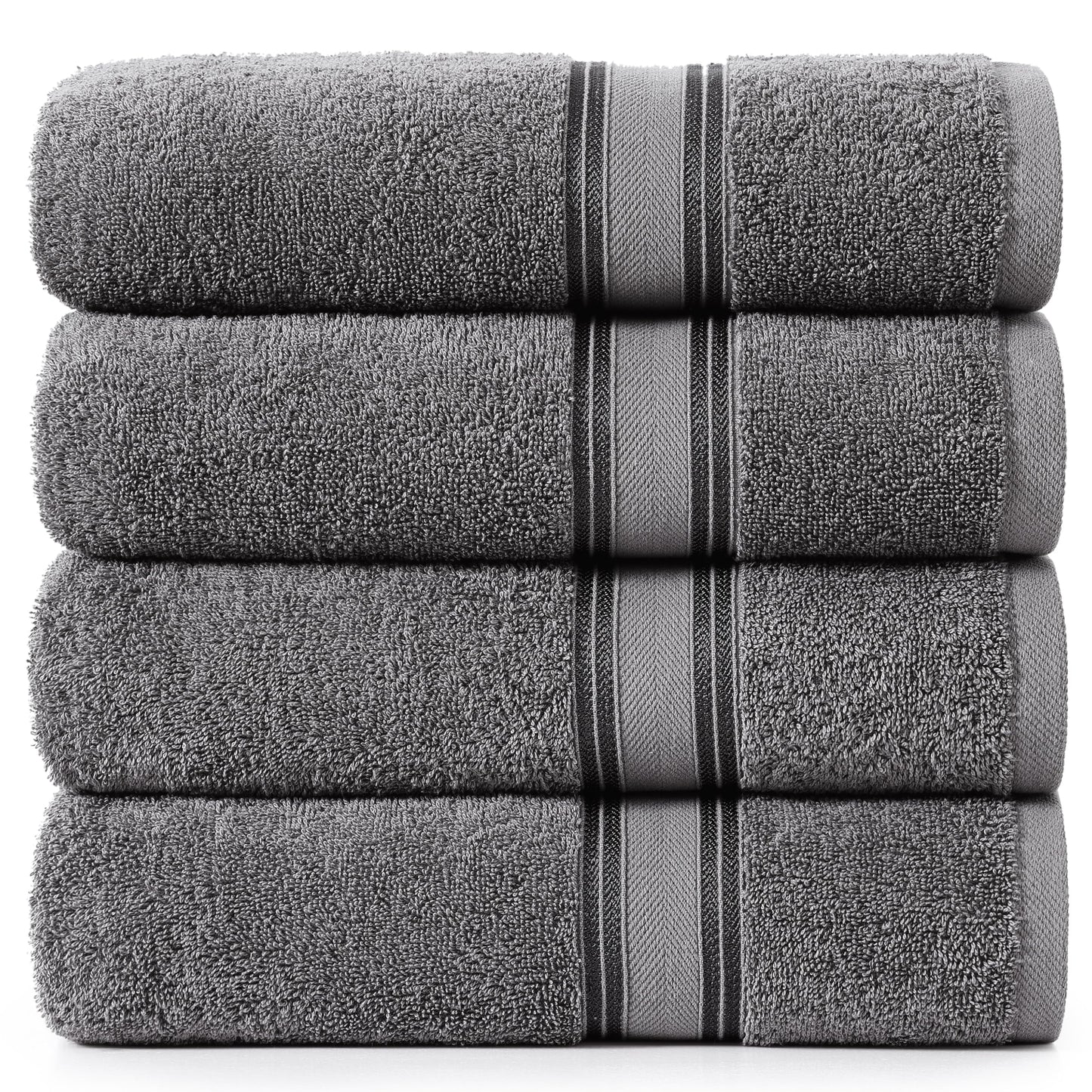 Lane Linen Bath Towels 4 Pack (30" x 60") - Zero Twist 100% Cotton Bathroom Towels, 450 GSM Soft & Aborbent Large Bath Towels, Quick Dry Shower Towels, Oversized Bath Towel Set - Cool Grey