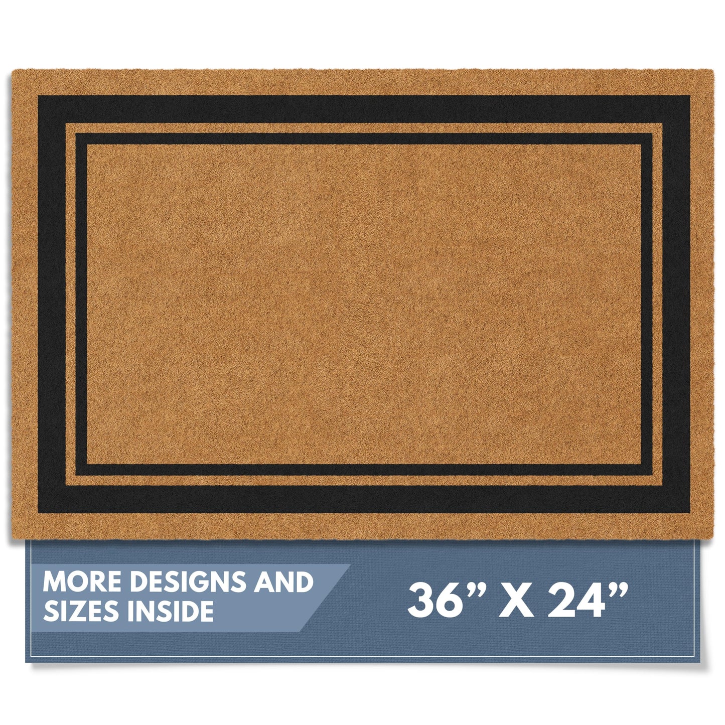 Barnyard Designs Natural Coco Coir Heavy Duty Backing Doormat - Large Cute Non-Slip Front Door Welcome Mat for Outside Entrance or Porch Entry, Brown (61 x 91cm, Border)