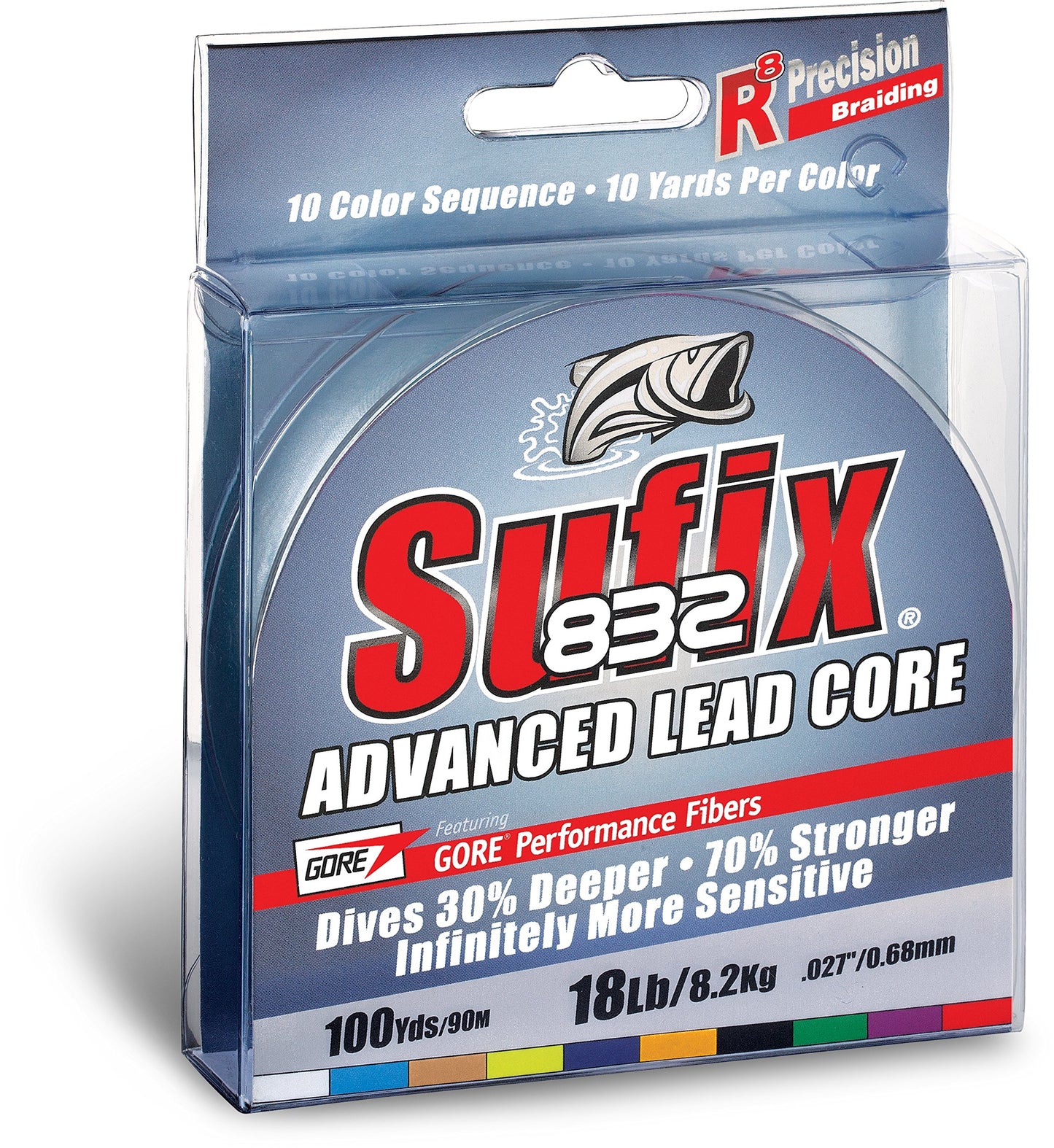 Sufix 658-127MC 832 Advanced Lead Core Fishing Line, 27 lb, 100 yd, 10 Color