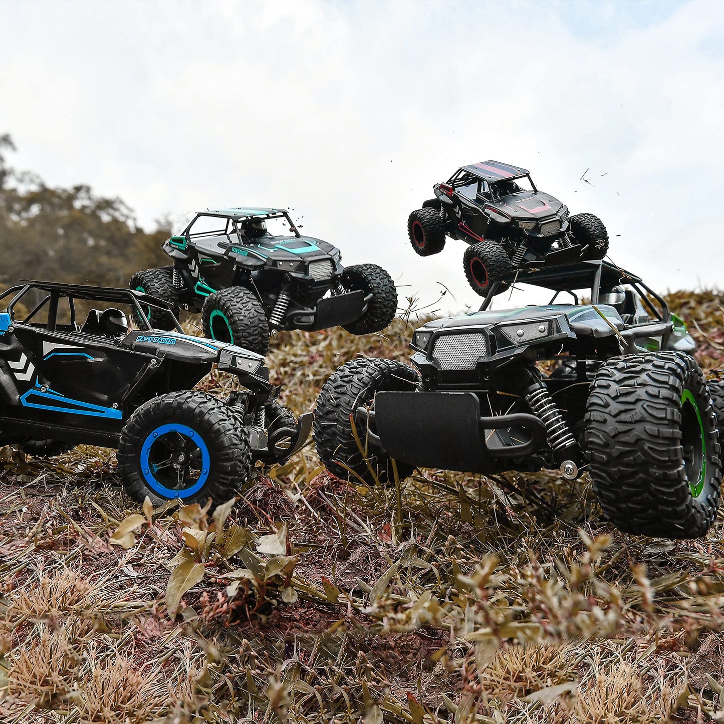 BEZGAR TB142 Remote Control Car - 1:14 Scale RC Cars, 20 Km/h 2WD All-Terrains Electric Off-Road Vehicle Truck Crawler Toy with Two Rechargeable Batteries for Boys Kids and Adults