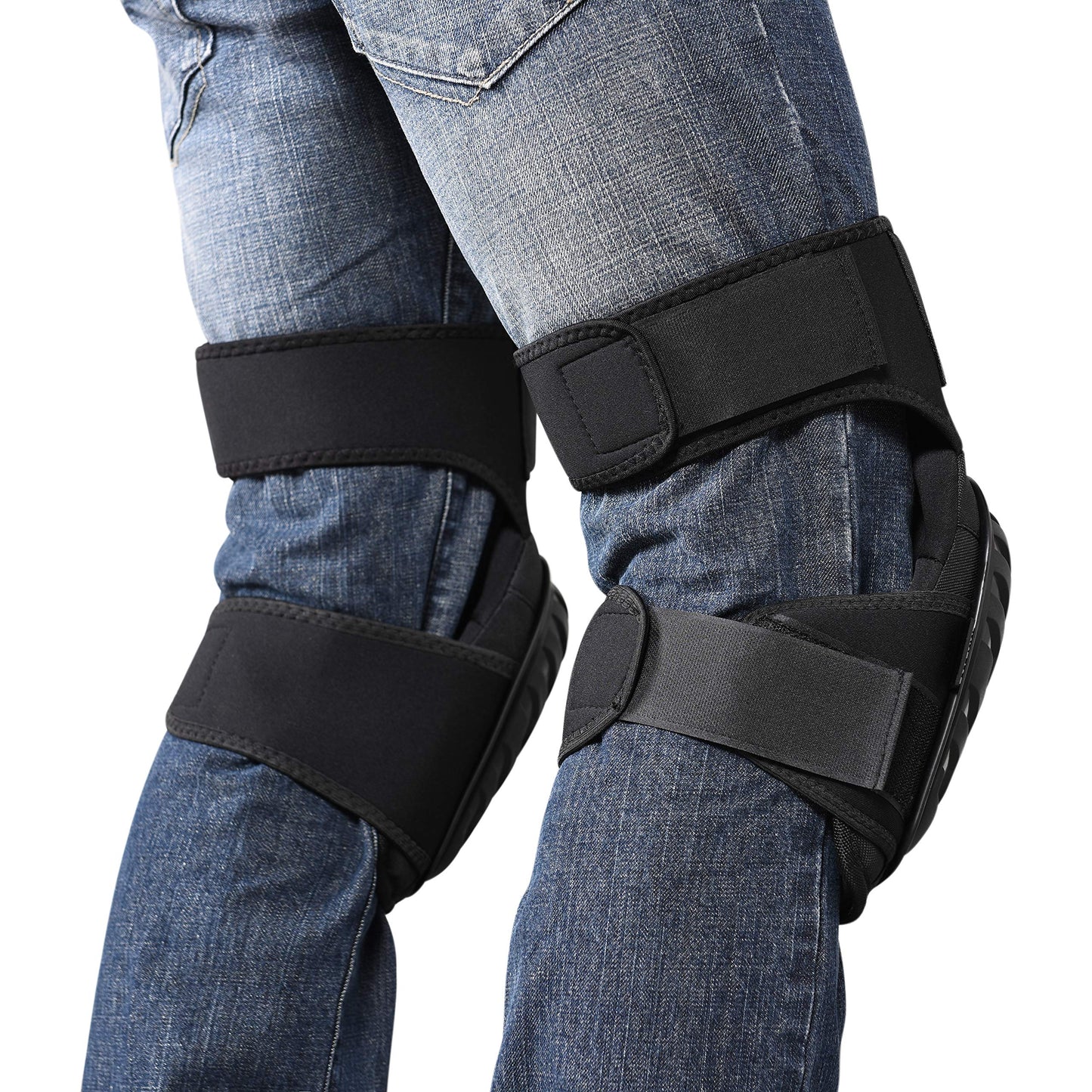 Professional Knee Pads for Work - Heavy Duty Foam Padding Kneepads for Construction, Gardening, Flooring with Comfortable Gel Cushion to Save Your Knees (Thigh High)