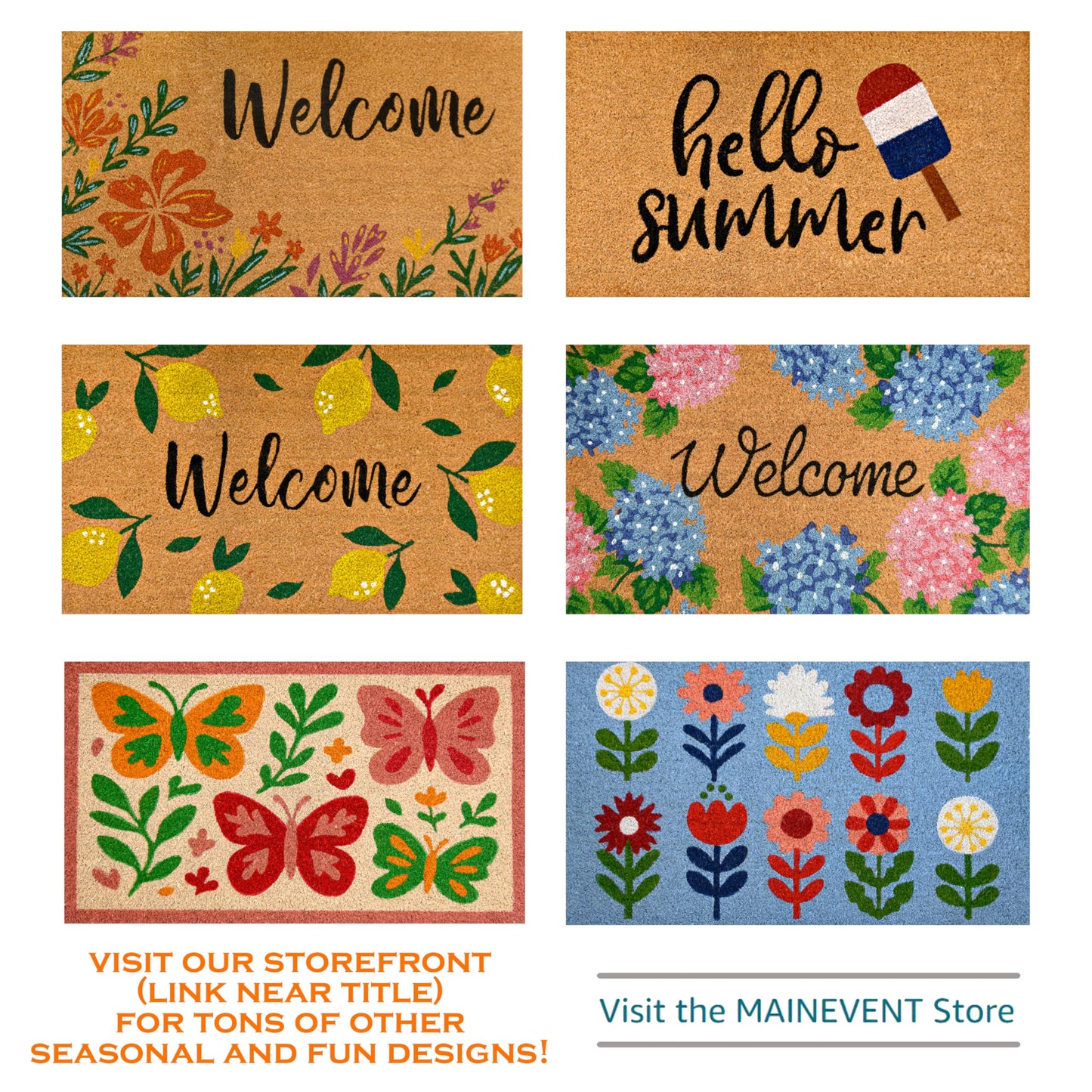 Sunflower Welcome Mat 30x17 Inch, Sunflower Door Mat for Covered Outdoor Area, Spring Doormat w/Non Slip-PVC Backing