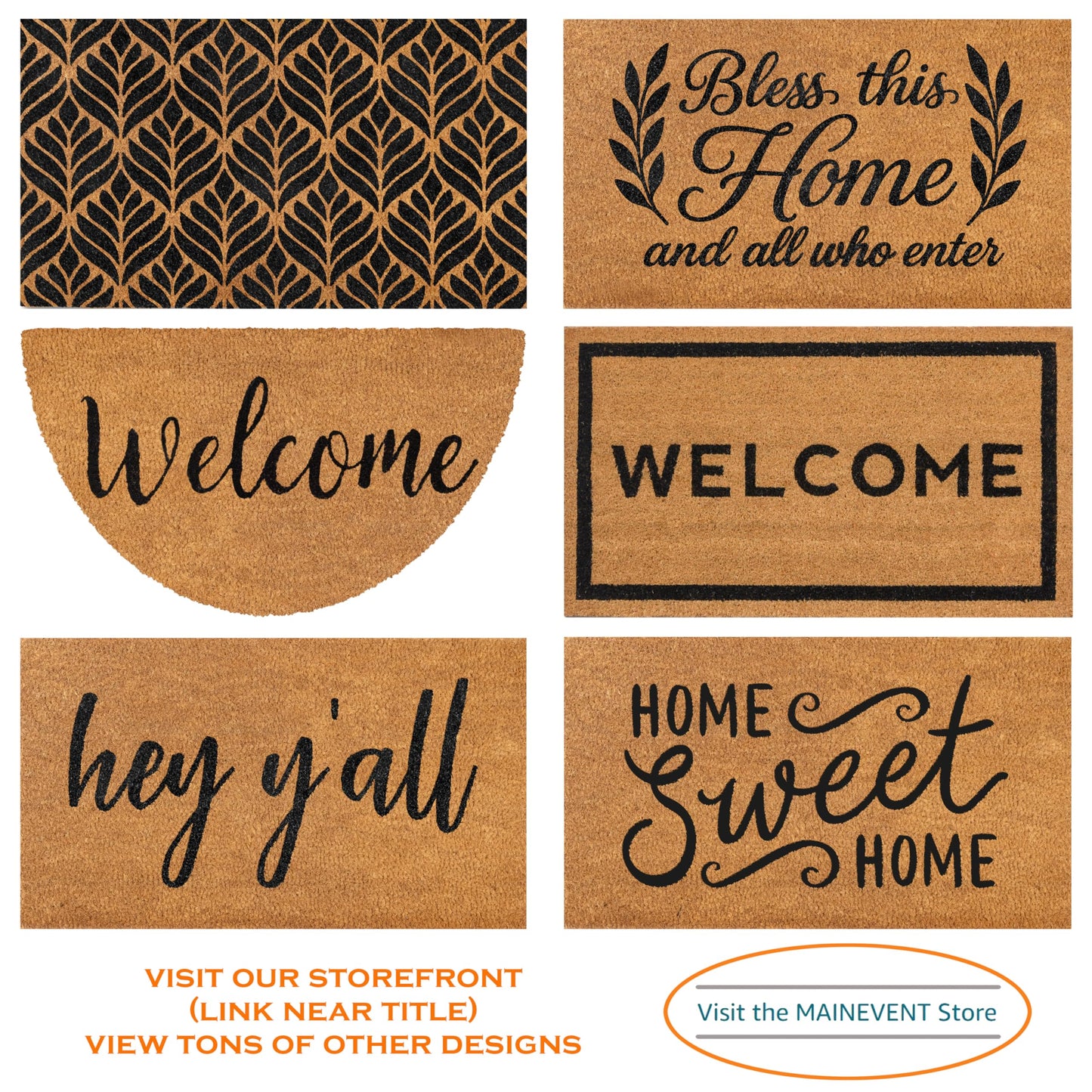 Welcome Front Door Mat 50x15 Inch, Oversized Extra Large Welcome Mat for Covered Outdoor Area, Double Door Long Door Mat