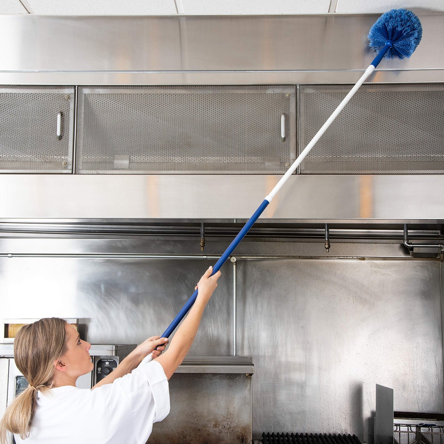 SPARTA Flo-Pac Rounded Duster Cleaning Duster with Electrostatically Charged Bristles for Catering, Buffets, Restaurants, Stainless Steel, 9 X 7 X 7 Inches, Blue, (Pack of 12)