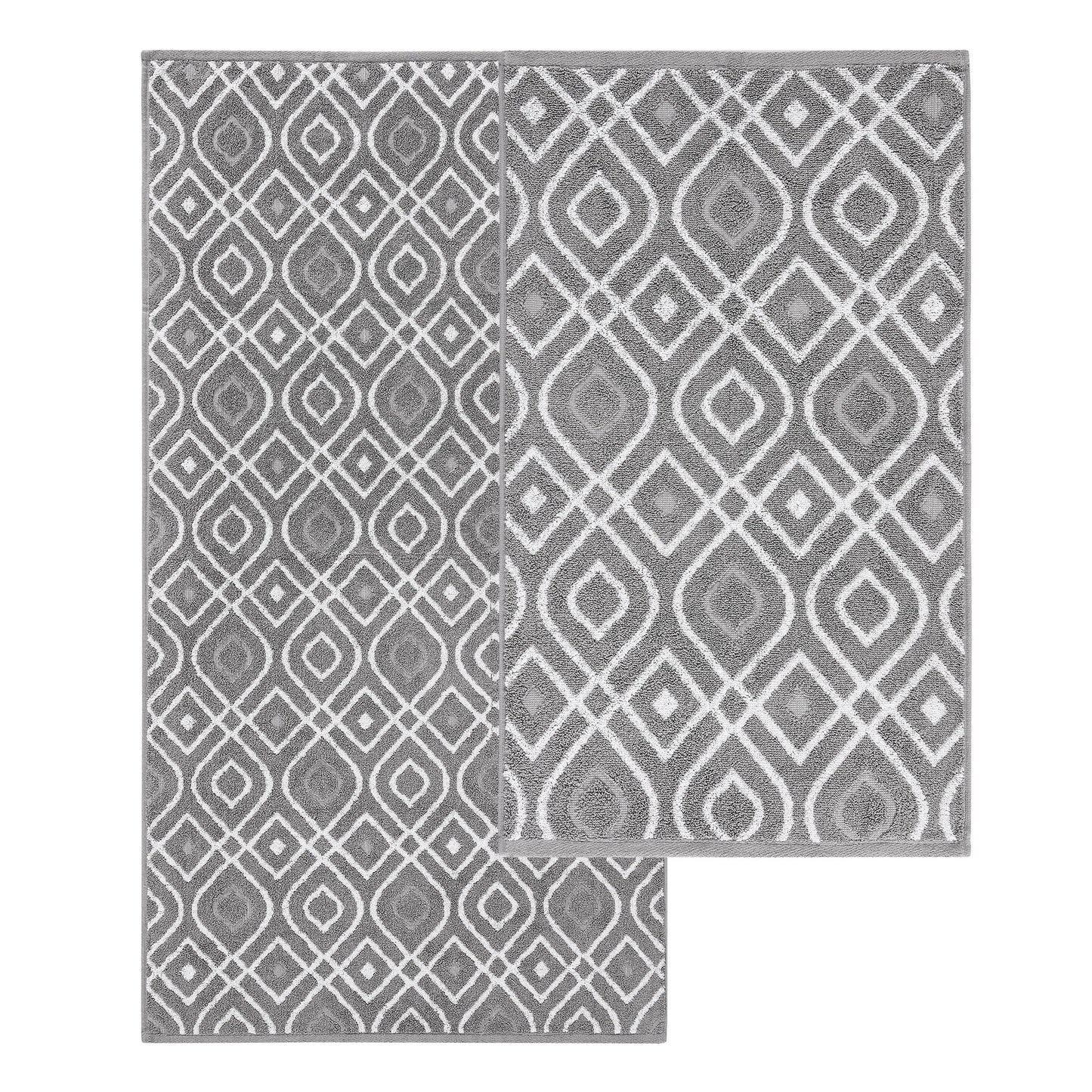 Amrapur Overseas 6-Piece Yarn Dyed Oxford Stripe Jacquard/Solid Ultra Soft 500GSM 100% Combed Cotton Towel Set [Ash Grey]