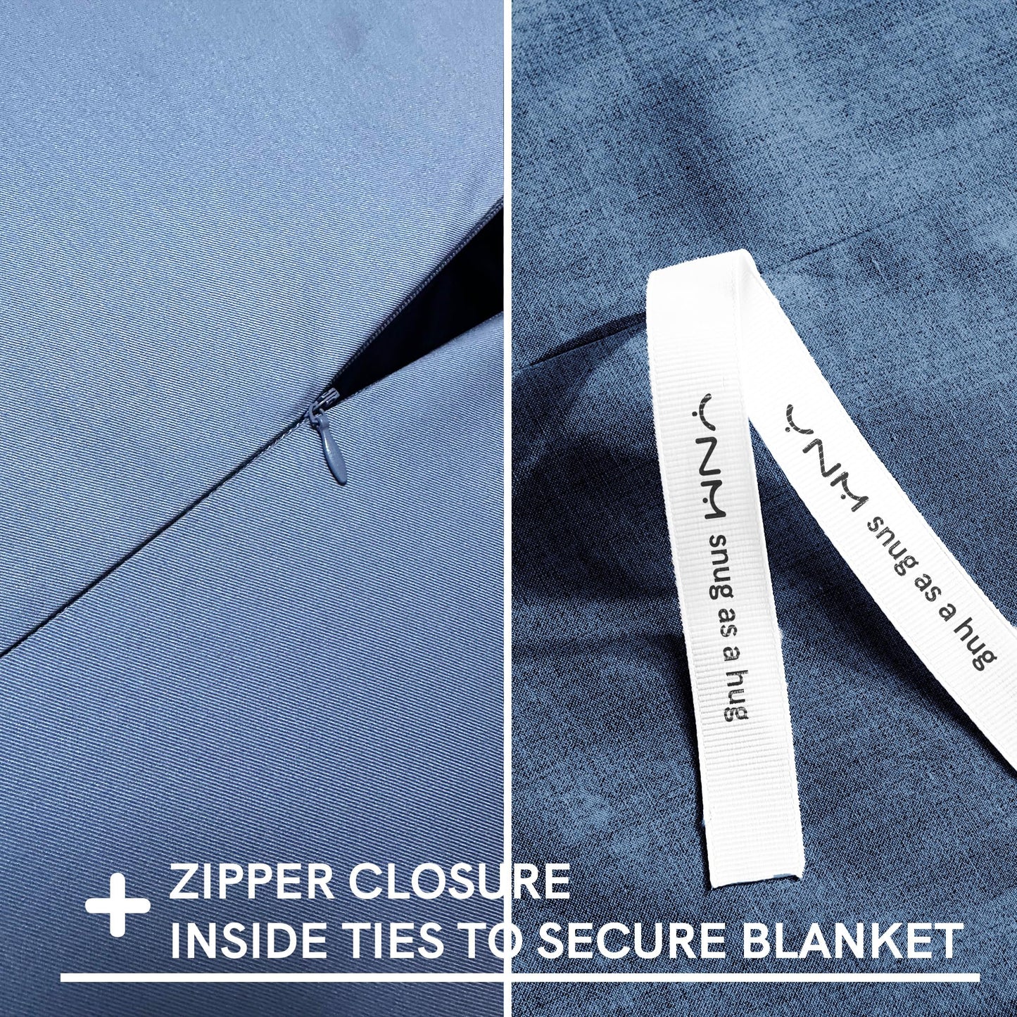 YnM 60 x 80 inch Natural Bamboo Cooling Machine Washable Duvet Cover for Weighted Blankets, Blue Grey