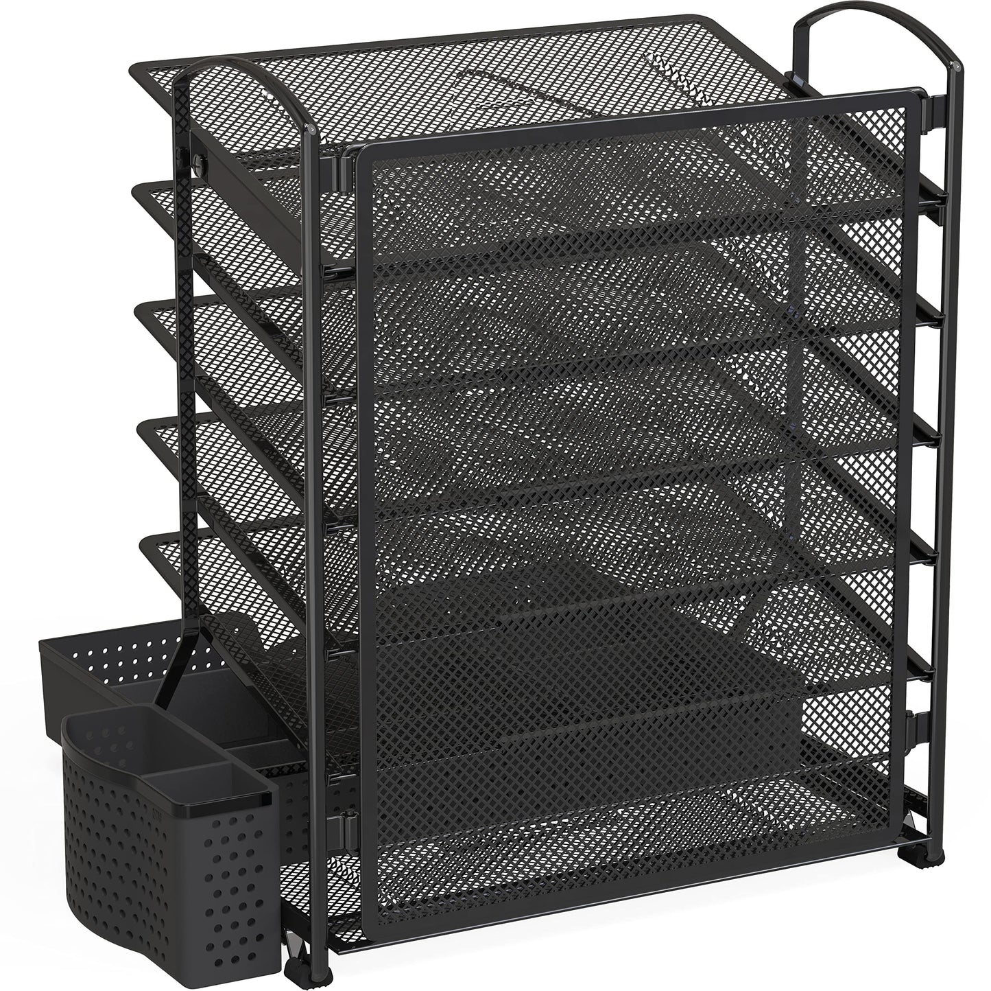 Simple Houseware 6 Trays Desk Document File Tray Organizer with Sliding Drawer, Black