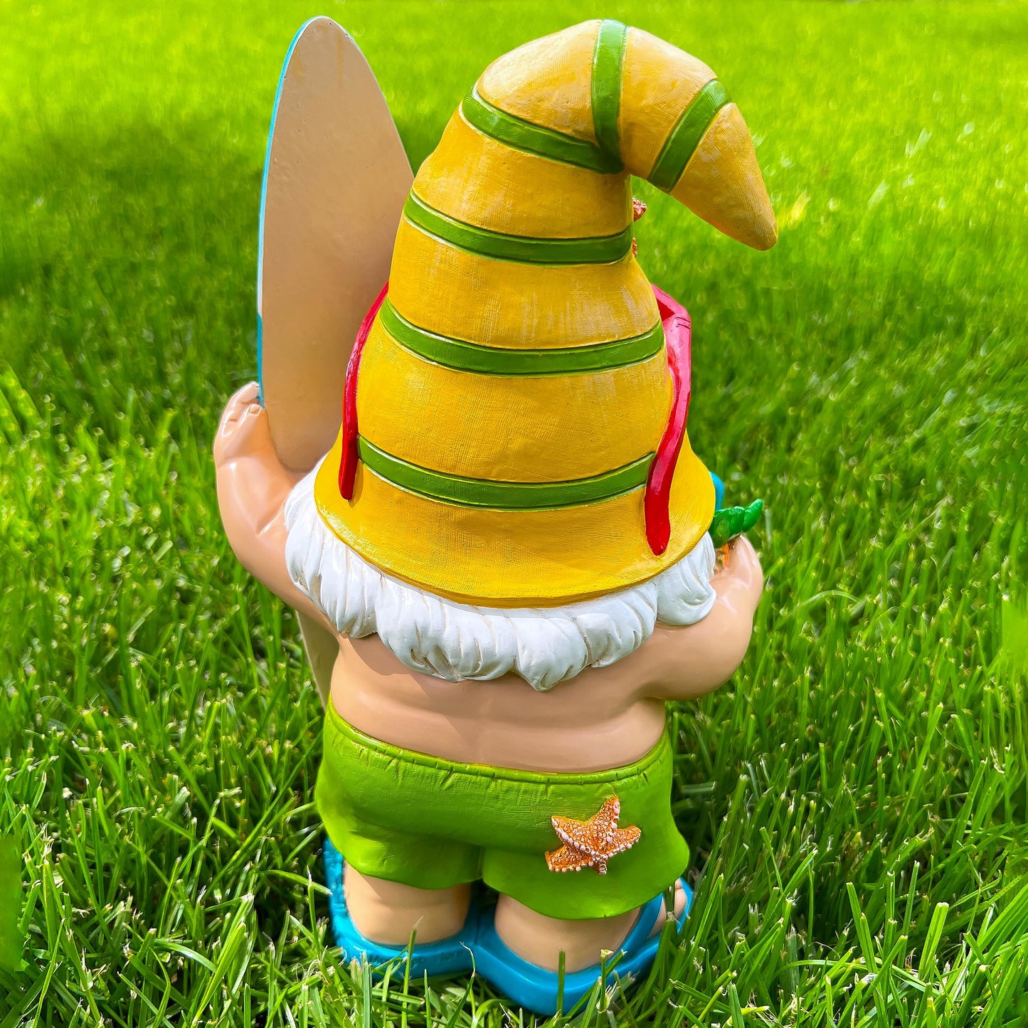 Mood Lab Garden Gnome - Surfer Gnome Figurine - 9.1 inch (23.2cm) Tall Funny Lawn Statue - for Outdoor & House Decor