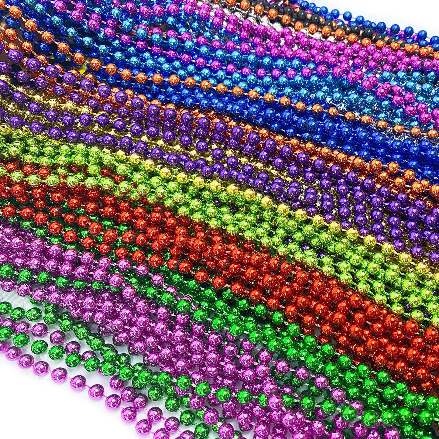 GIFTEXPRESS 144 Pack Mardi Gras Beads Necklaces, Unisex-Adult, Party-Goers, Festival Attendees, Plastic, No Gemstone, Mardi Gras Beads Necklace, 6742051011