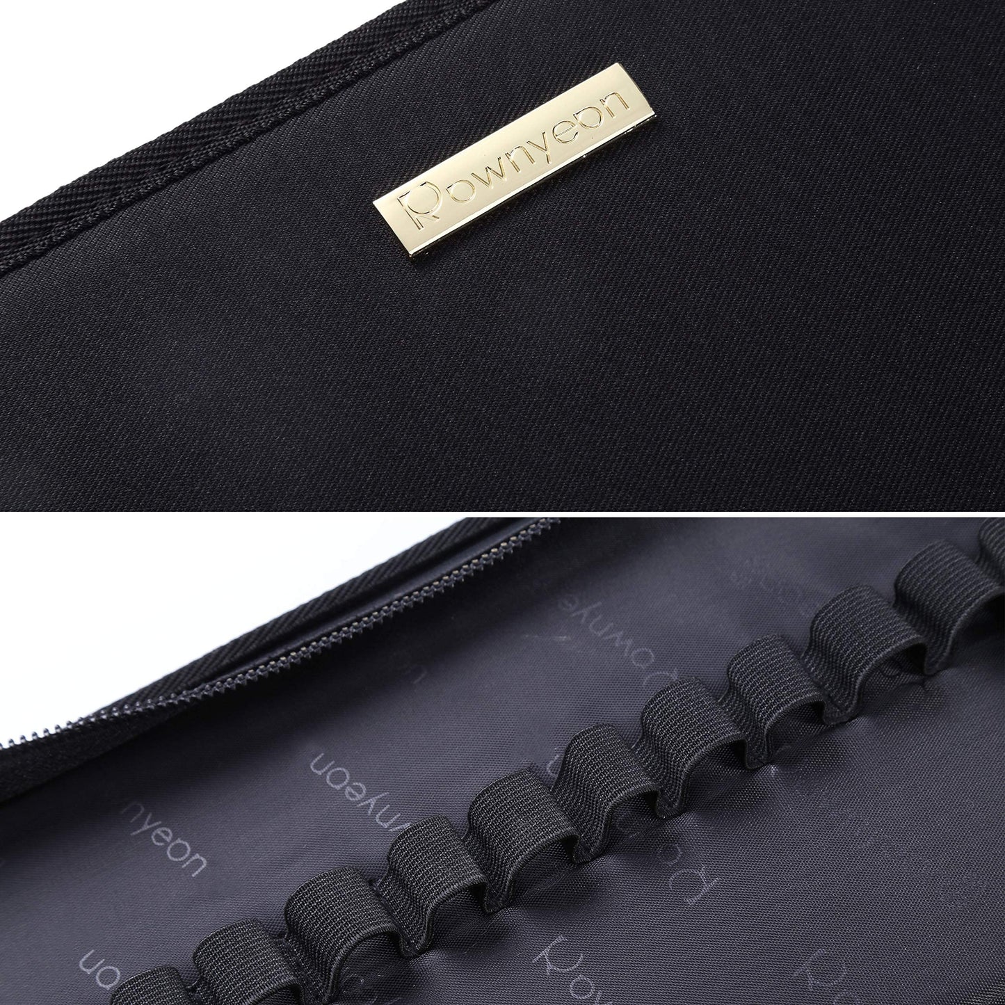 ROWNYEON Lipstick Organizer Case Lipstick Holder Lip Gloss Portable Display Lipstick Cosmetic Storage Bag Makeup Travel Bag Makeup Train Case with Carrying Handle (67 Slot Golden Zipper Black)