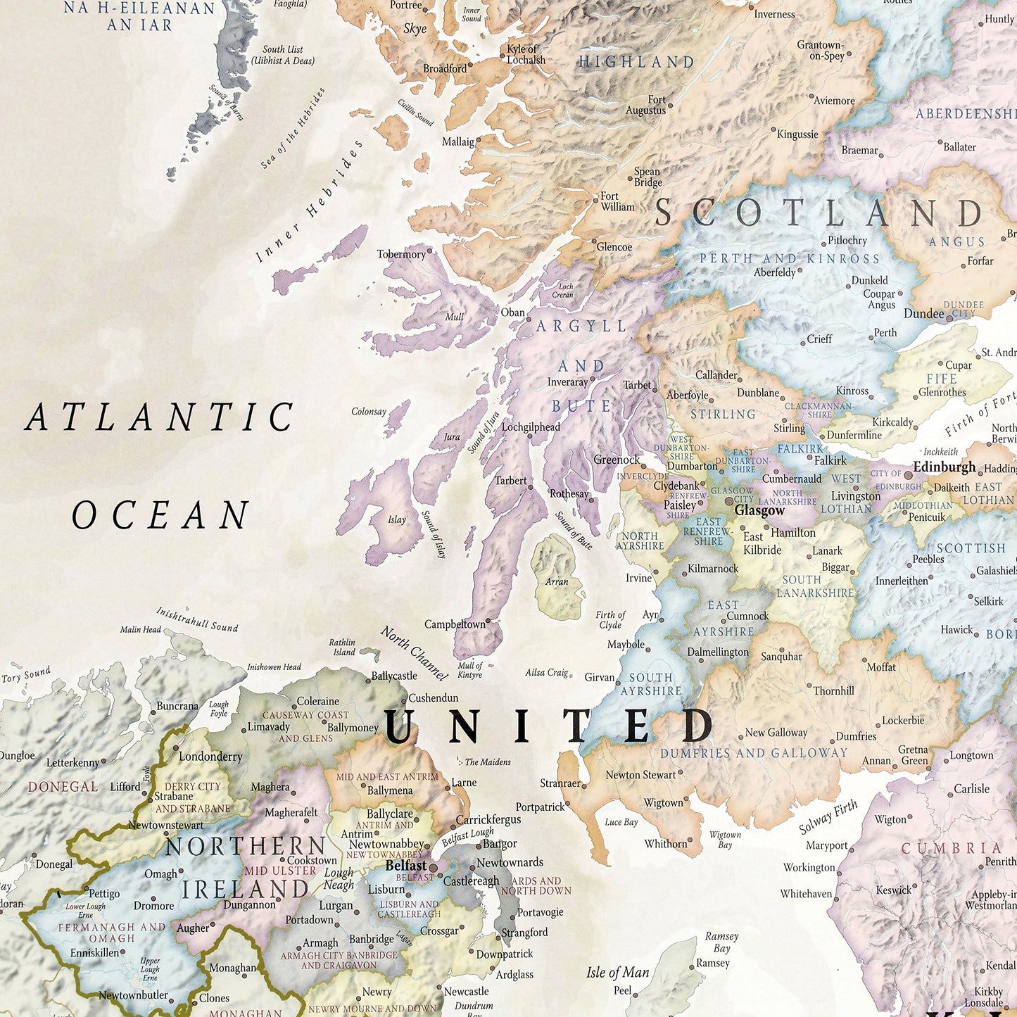 UK Map - Classic Wall Map Of The United Kingdom Poster - Front Lamination - 33 x 23in