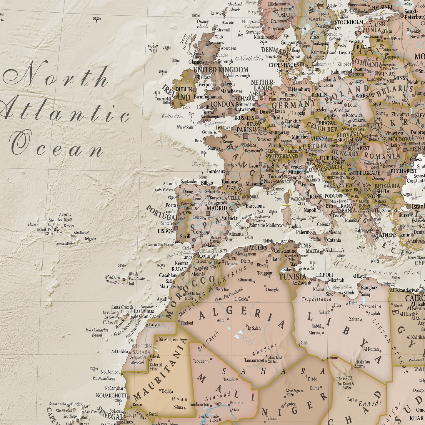 Maps International Giant World Map - Antique World Map Poster - Laminated - 77.5 x 46
