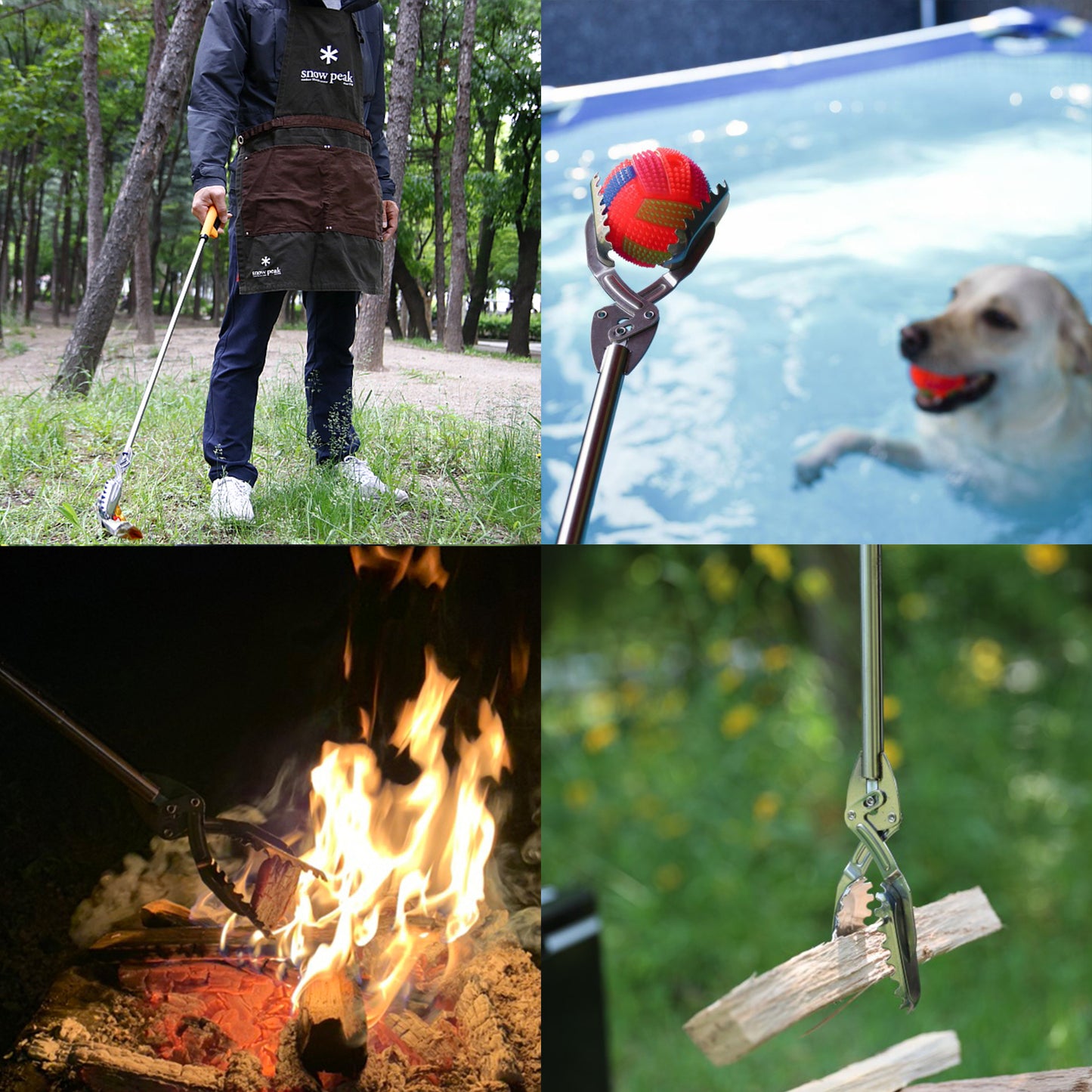 FTH All Stainless Steel Grabber Reacher Pickup Tool Heavy Duty Trash Picker Log BBQ Fireplace pits Snake Tongs… (40 inch)