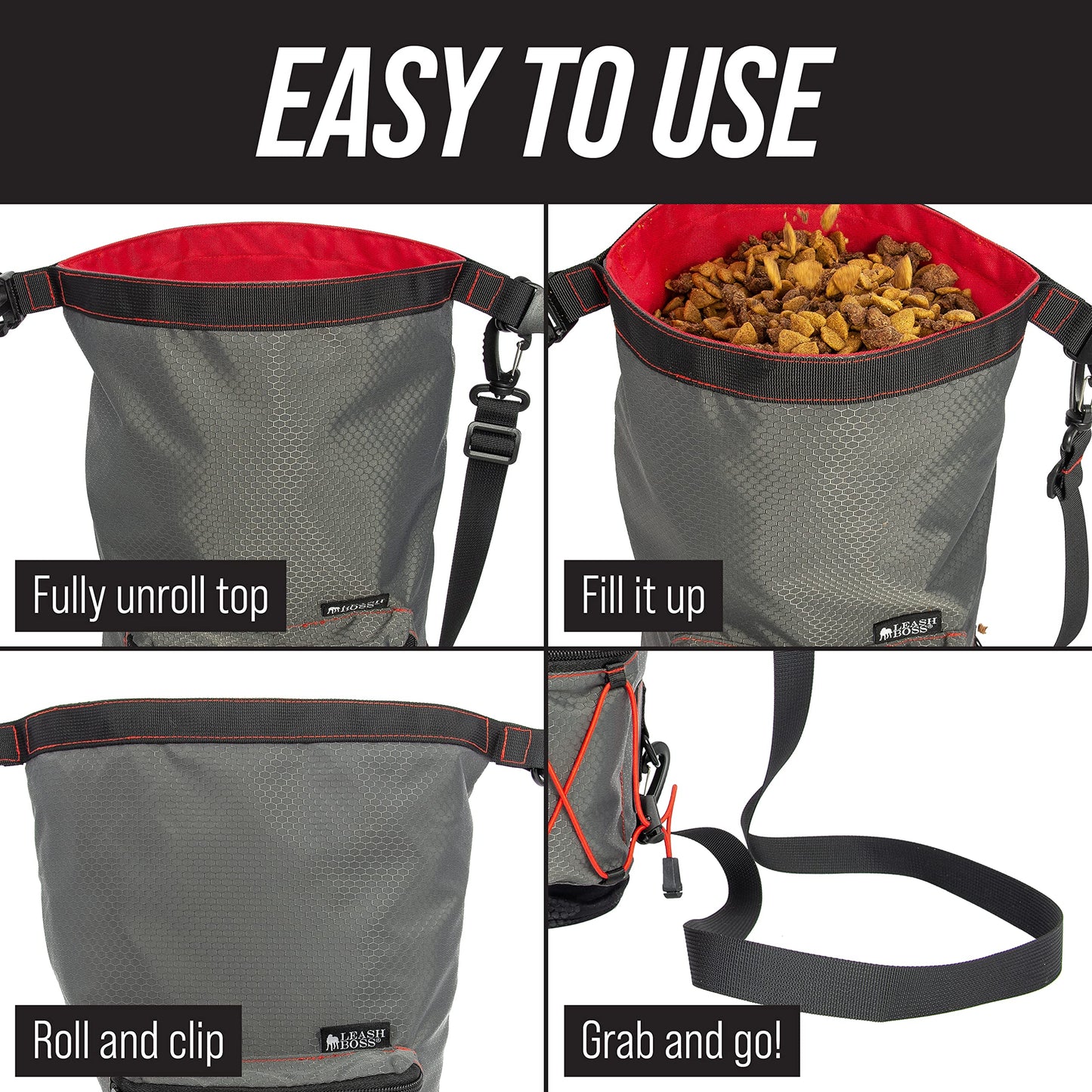 Leashboss Portable Dog Food Travel Bag, Pet Travel Food Storage Container, Large Capacity Kibble Carrier Pet Food Bin, Cat Food Container, Dog Accessories for Camping