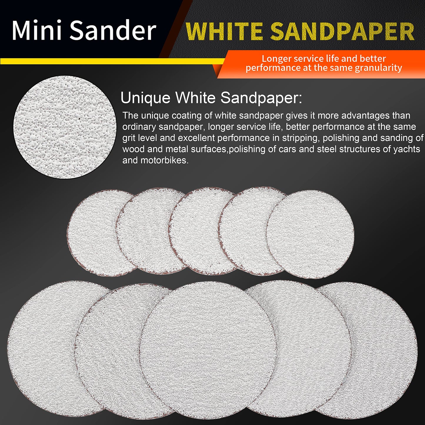 1/2/3 Inch Mini Air Angle Sander Air Random Orbital Palm Sander Grinder for Auto Body Work, High Speed Air Powered Sanders & Polisher with 27 Polishing Pads Buffing Pads and 30 Sandpapers (silver)