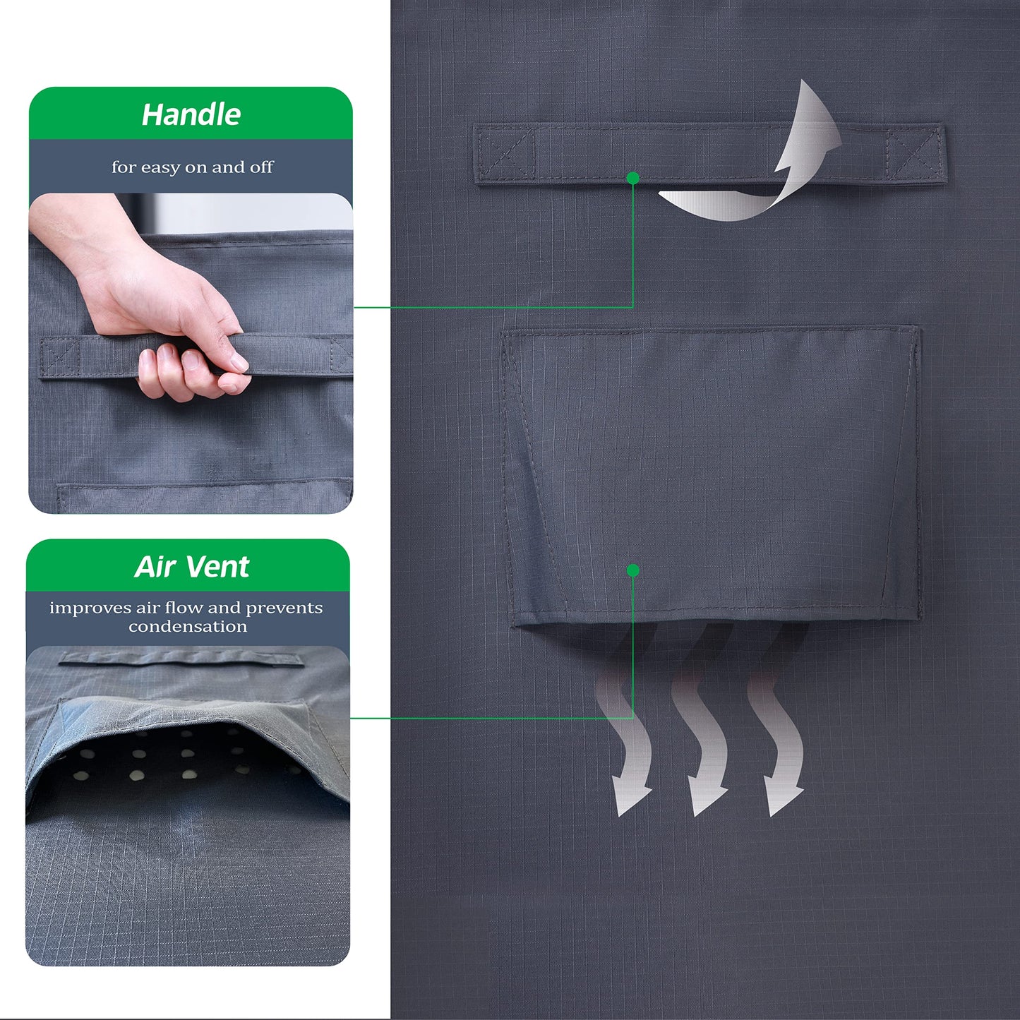 F&J Outdoors Outdoor Patio Furniture Covers, Waterproof UV Resistant Anti-Fading Cover for Small Round Table Chairs Set, Grey, 62" Dia x 27.5" H