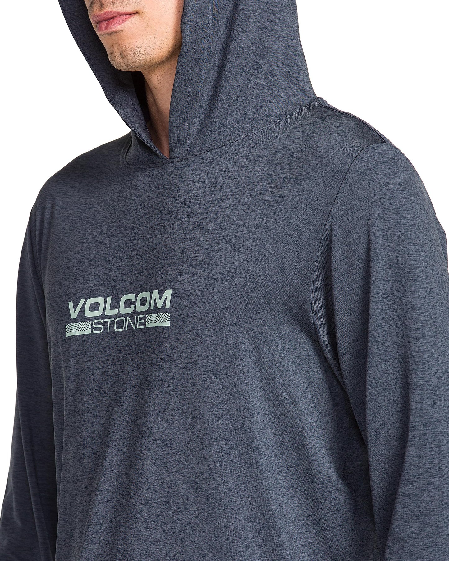 Volcom Men's Hooded Long Sleeve Lightweight Sun Shirt, Dark Slate, Large