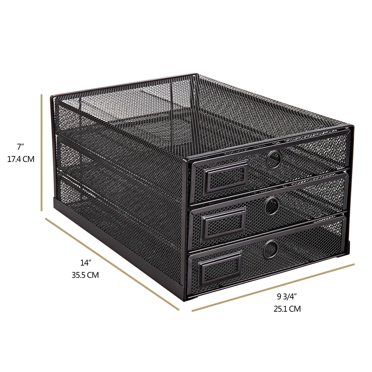 Annova Desk Organizer Wire Mesh 3 Tier Sliding Drawers Paper Sorter/Multifunctional/Premium Solid Construction for Letters, Documents, Mail, Files, Paper, Kids' Art Supplies … (black)