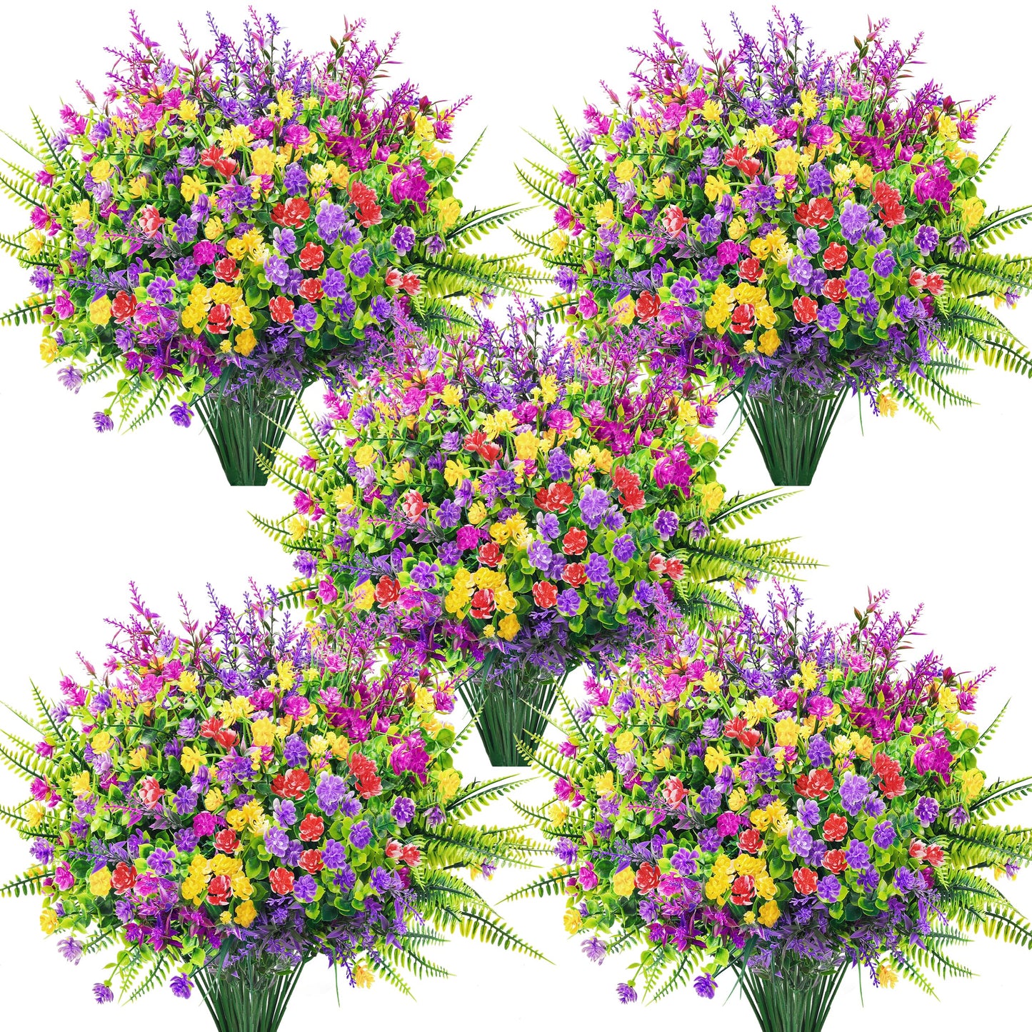 Der Rose 24 Bundles UV Resistant Fake Flowers Artificial Flowers for Outdoors for Garden Patio Porch Window Box Decor